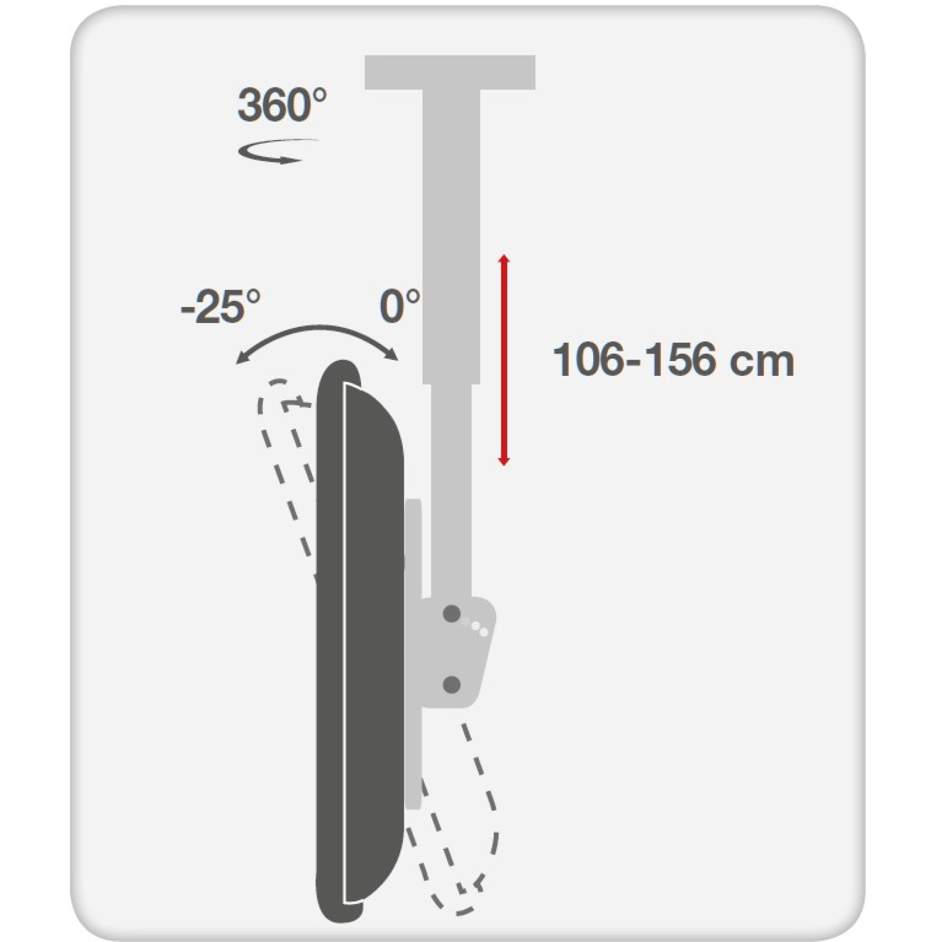 Teleskop Universal Deckenhalterung für 1 LED LCD TV 37"-70", langer Arm