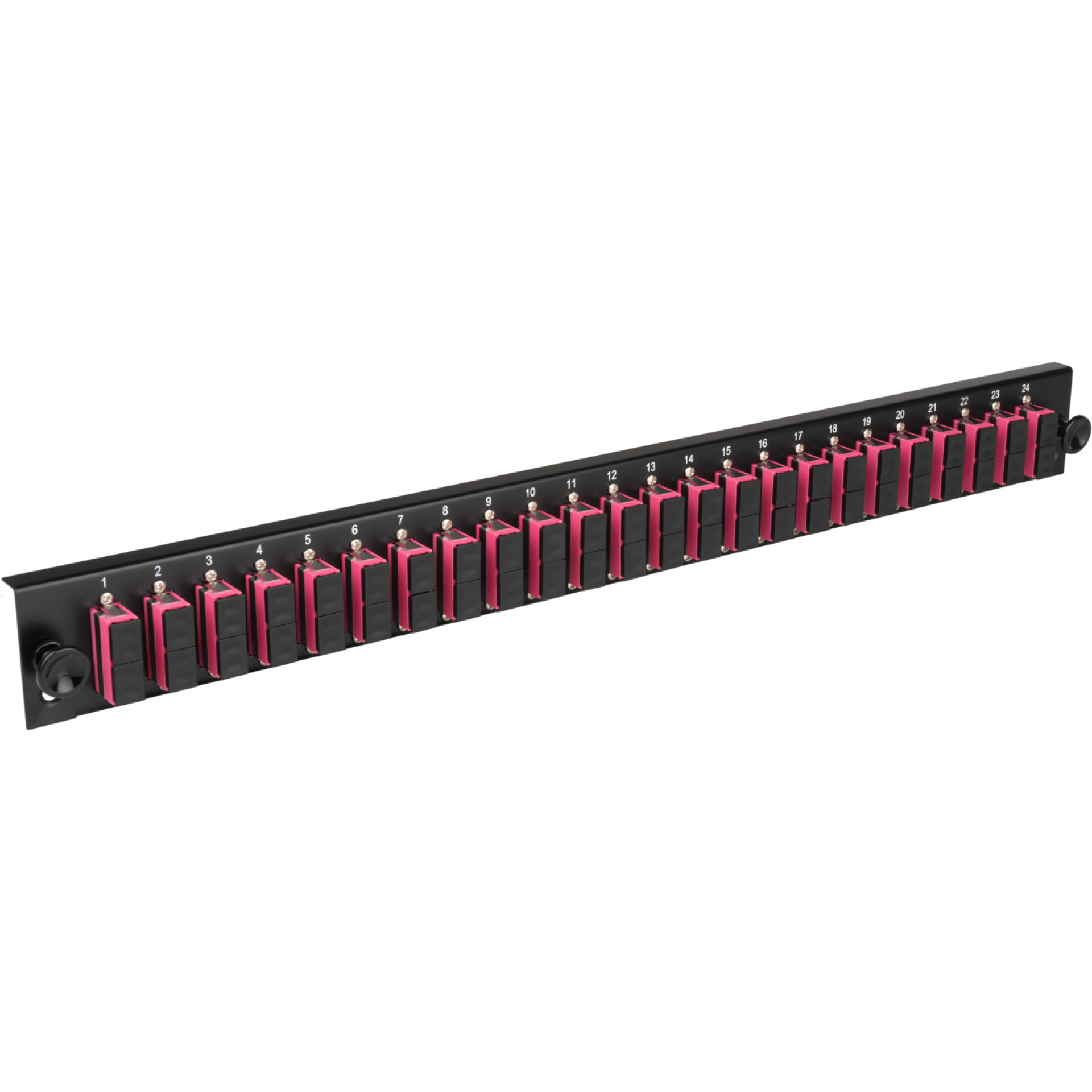 Bestückte Frontblende mit 24 x SC Duplex Kupplung OS2 vertikal, schwarz