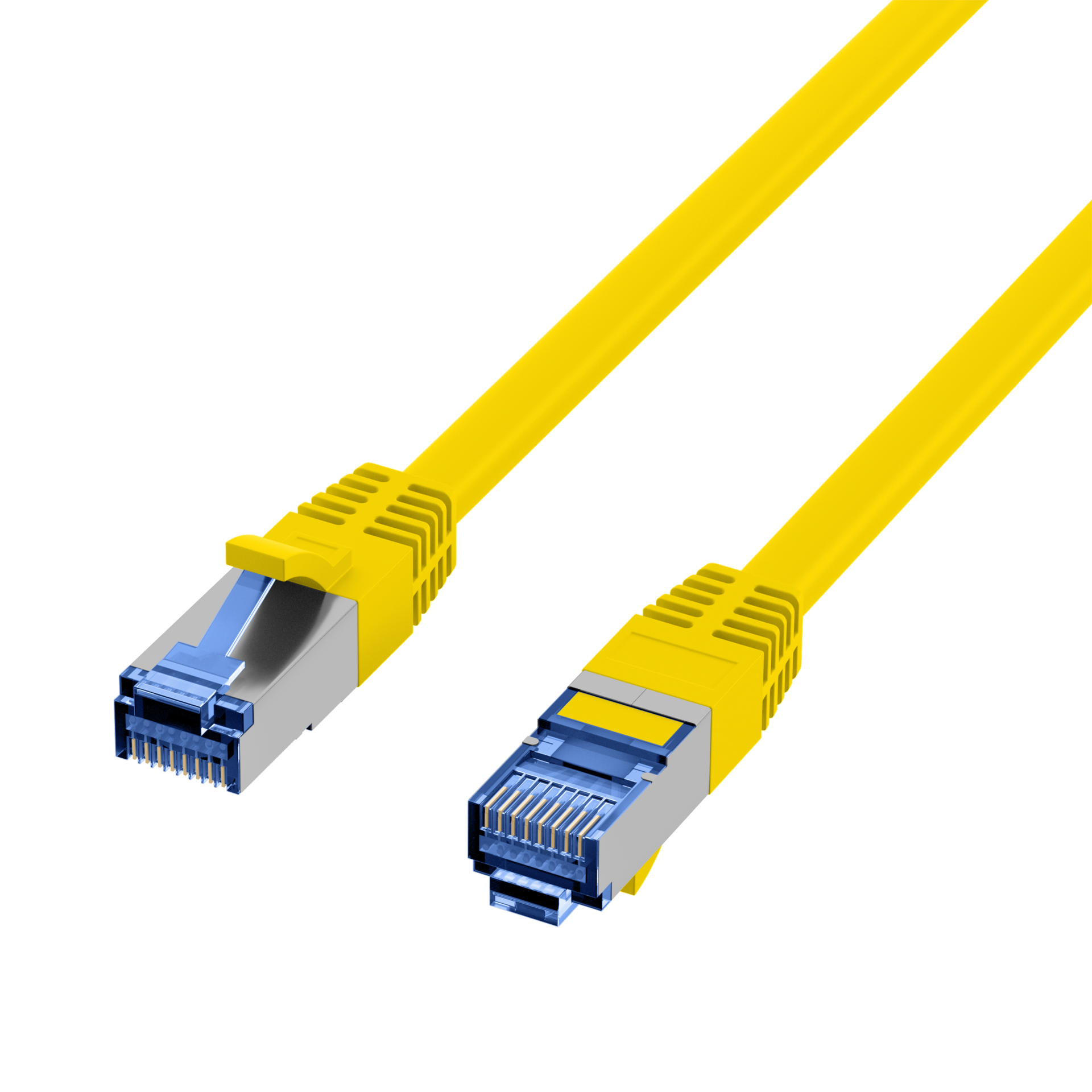 RJ45 Patch Cord Cat.6A S/FTP TPE Cat.7 raw cable superflex yellow 0,25m