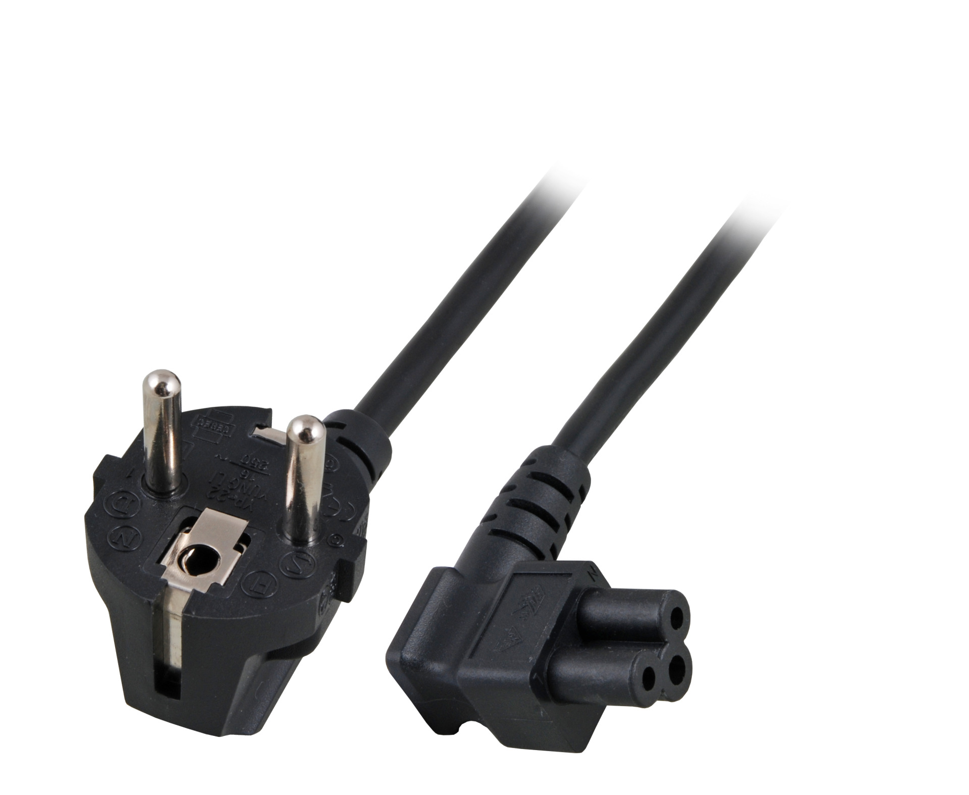 Netzleitung Schutzkontakt 90° - C5 90°, schwarz, 1,8 m, 3 x 0,75 mm²
