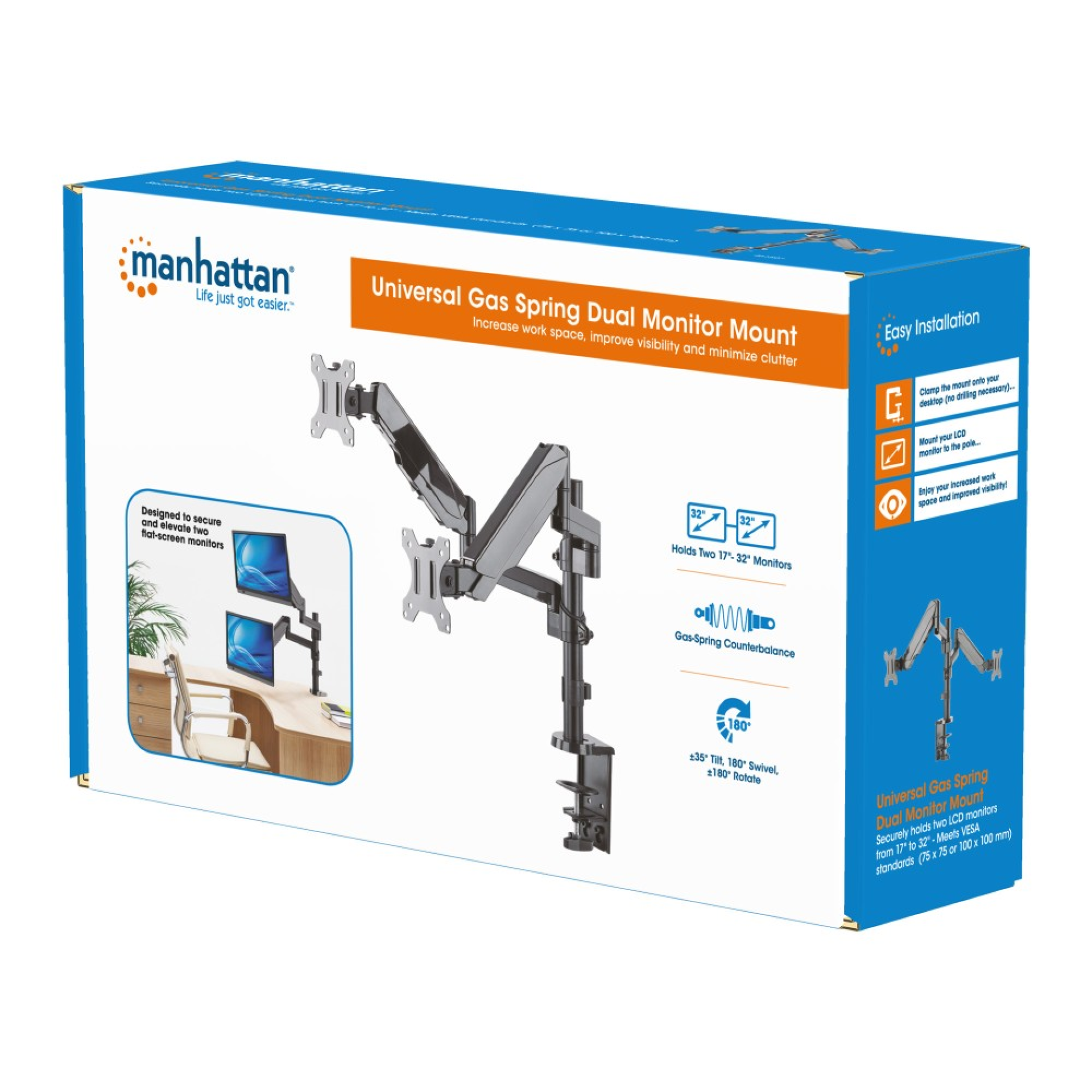 Doppelmonitor 17-32" Gasfeder-Schreibtischständer