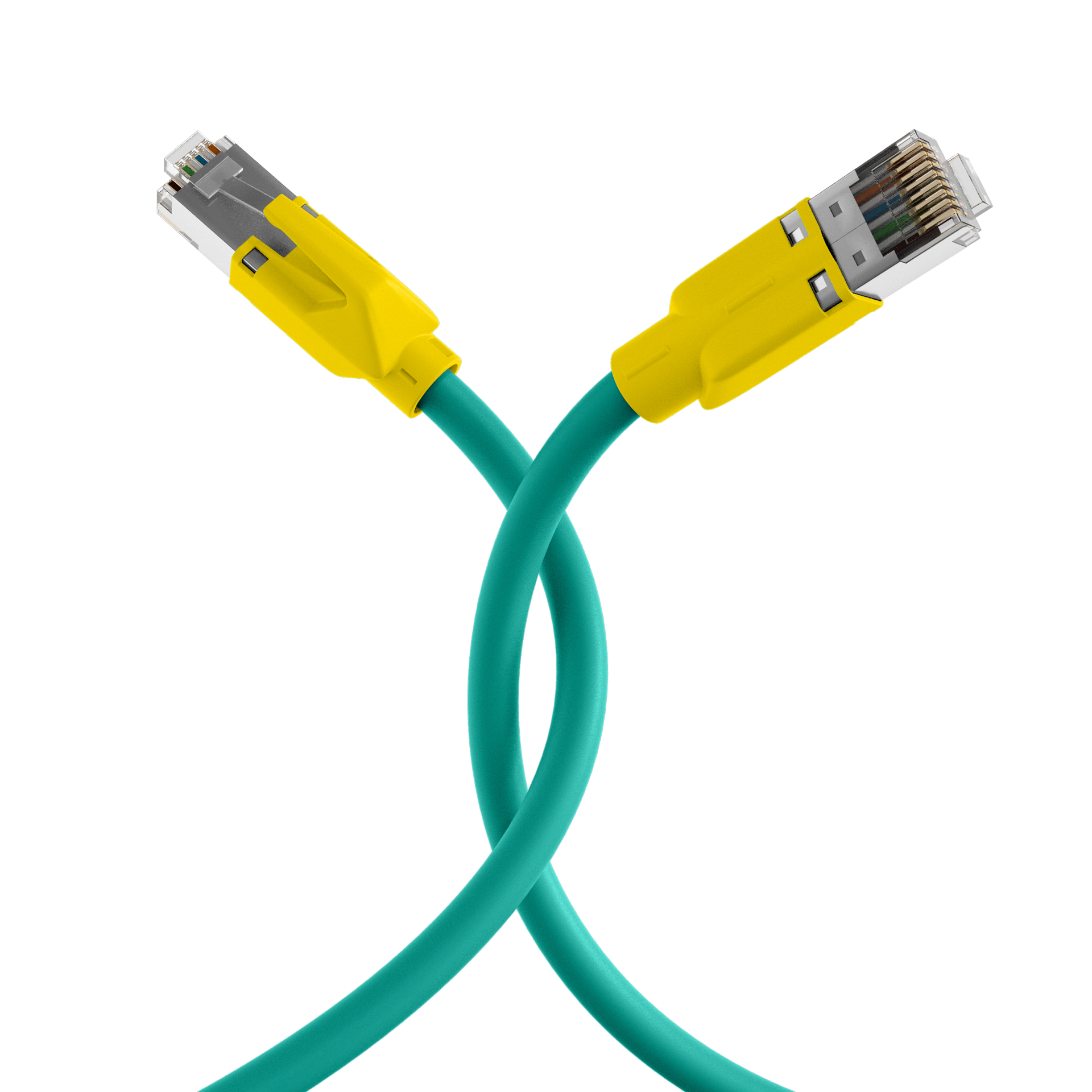 RJ45 Patchkabel Cat.5e SF/UTP PUR  TM21 Tülle gelb schleppfähig grün 25m