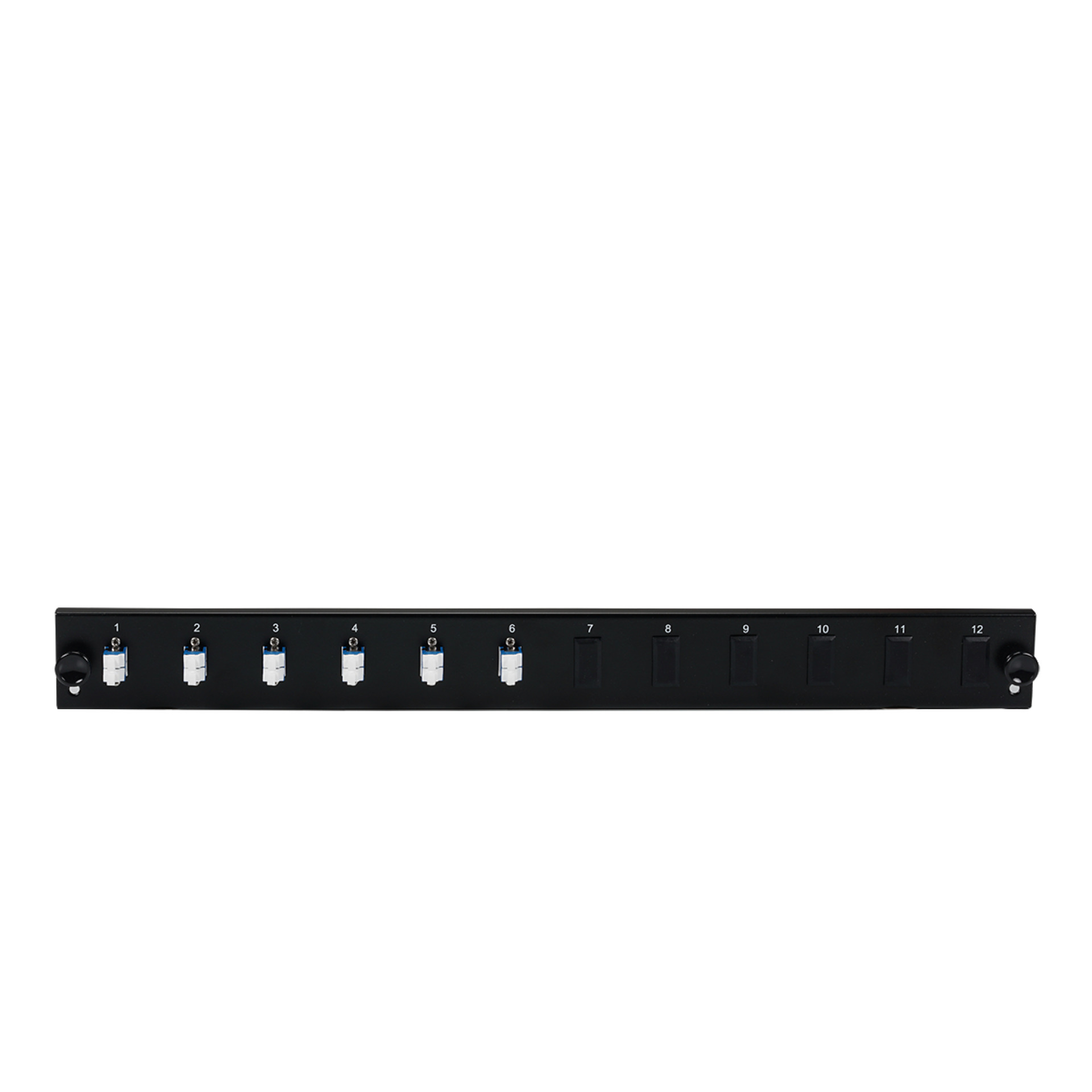 Equiped 12 Port Front Panel with 6 x LC Duplex Adapter OS2 vertical, black