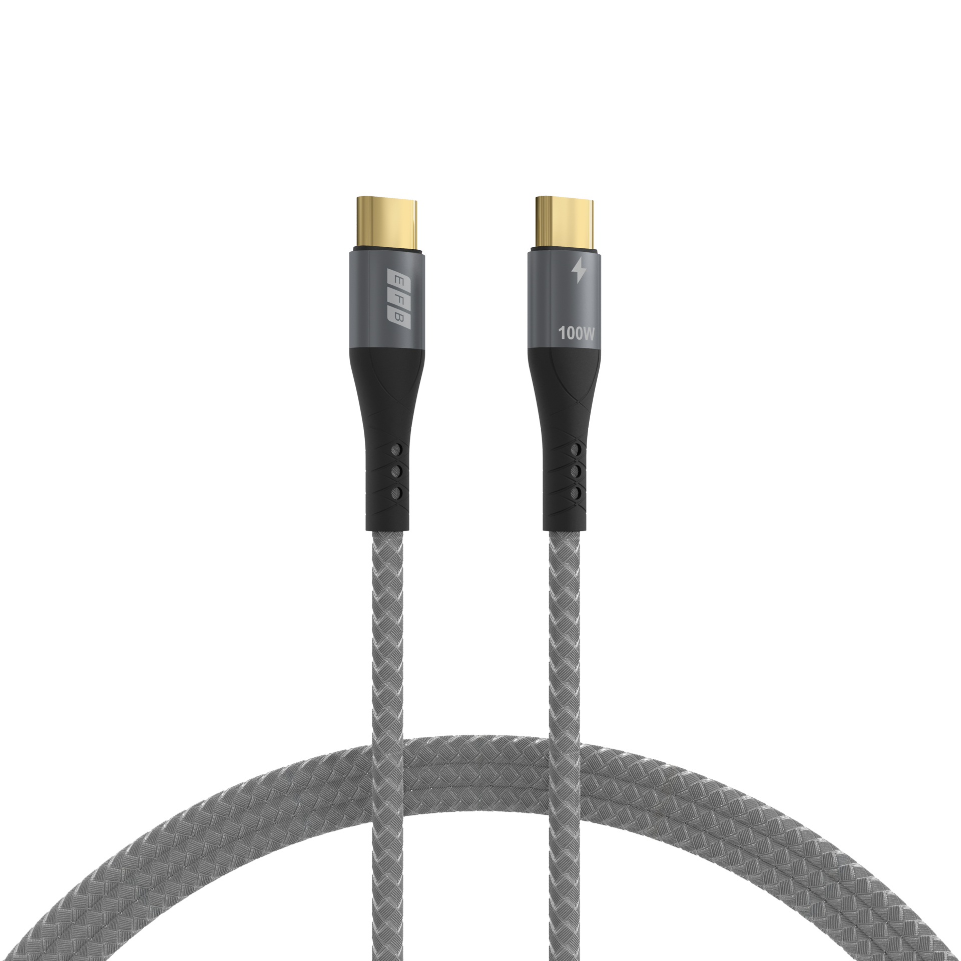 USB-C Kabel 100W PD 3.0 5A E-Marker Chip 3m grau Goldkontakte Textilmantel