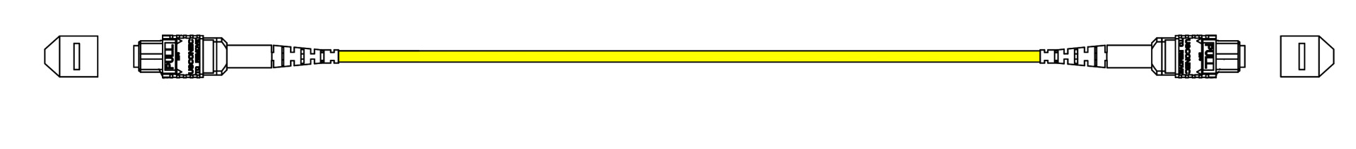 MTP®-F/MTP®-F 48-fiber matrix patch cable OS2, LSZH yellow, Code A, 5m