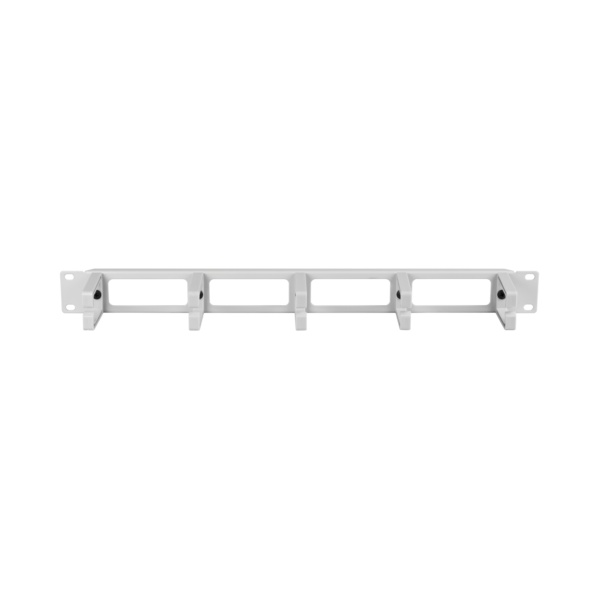 19“ 1U Cable Management Panel, 4 Openings, 5 Brackets, Plastic RAL7035
