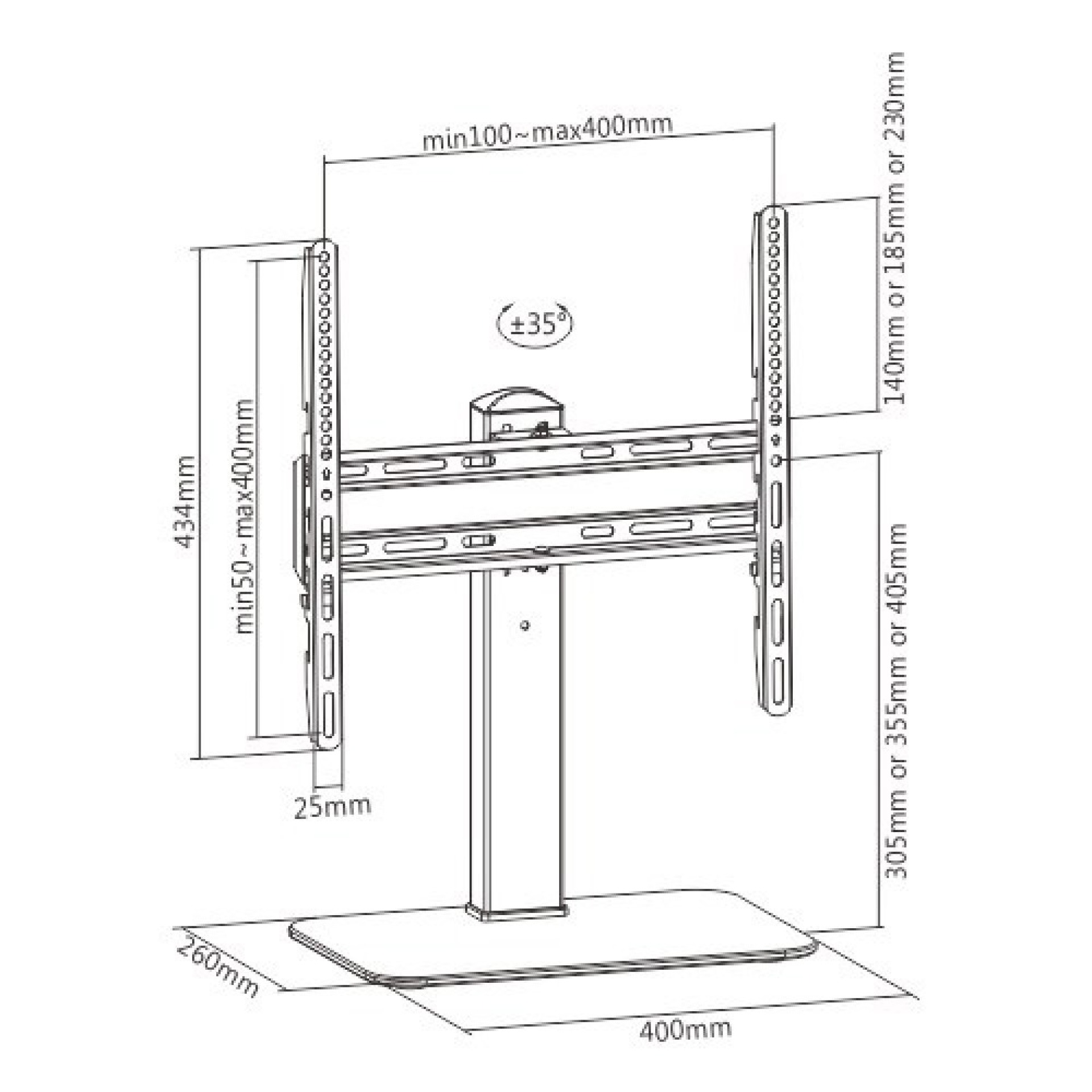 Universeller Tischständer für Monitore und TV-Geräte von 32" bis 55"