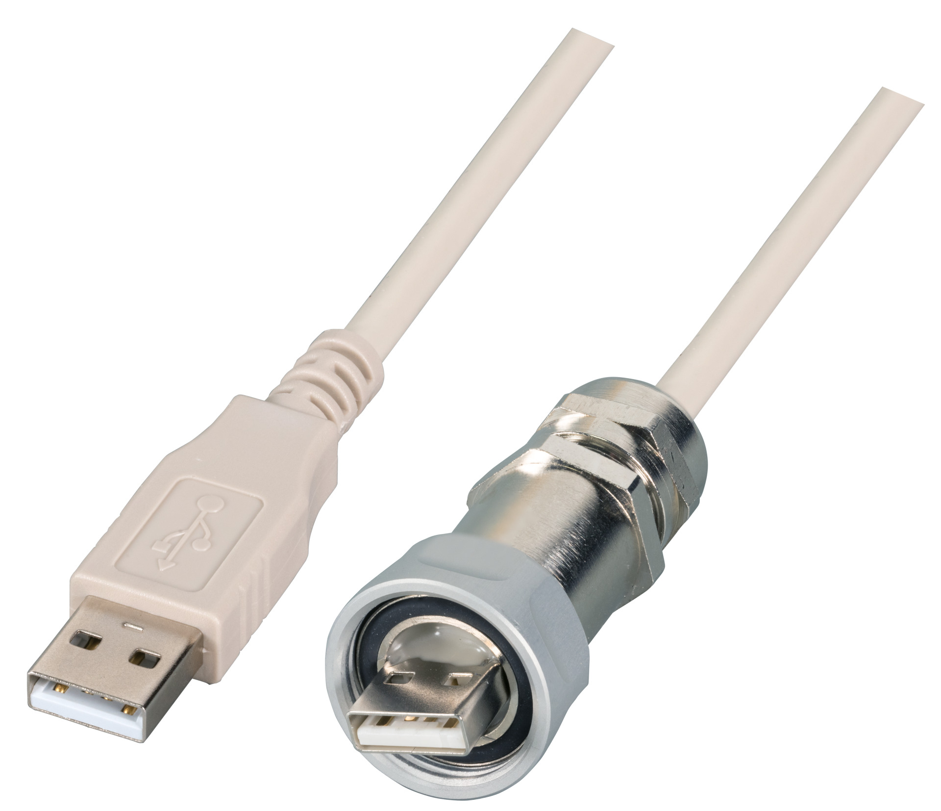 IP67 Cable gland, M20, USB2.0 Plug Type-A to Plug Type-A, 1,0m