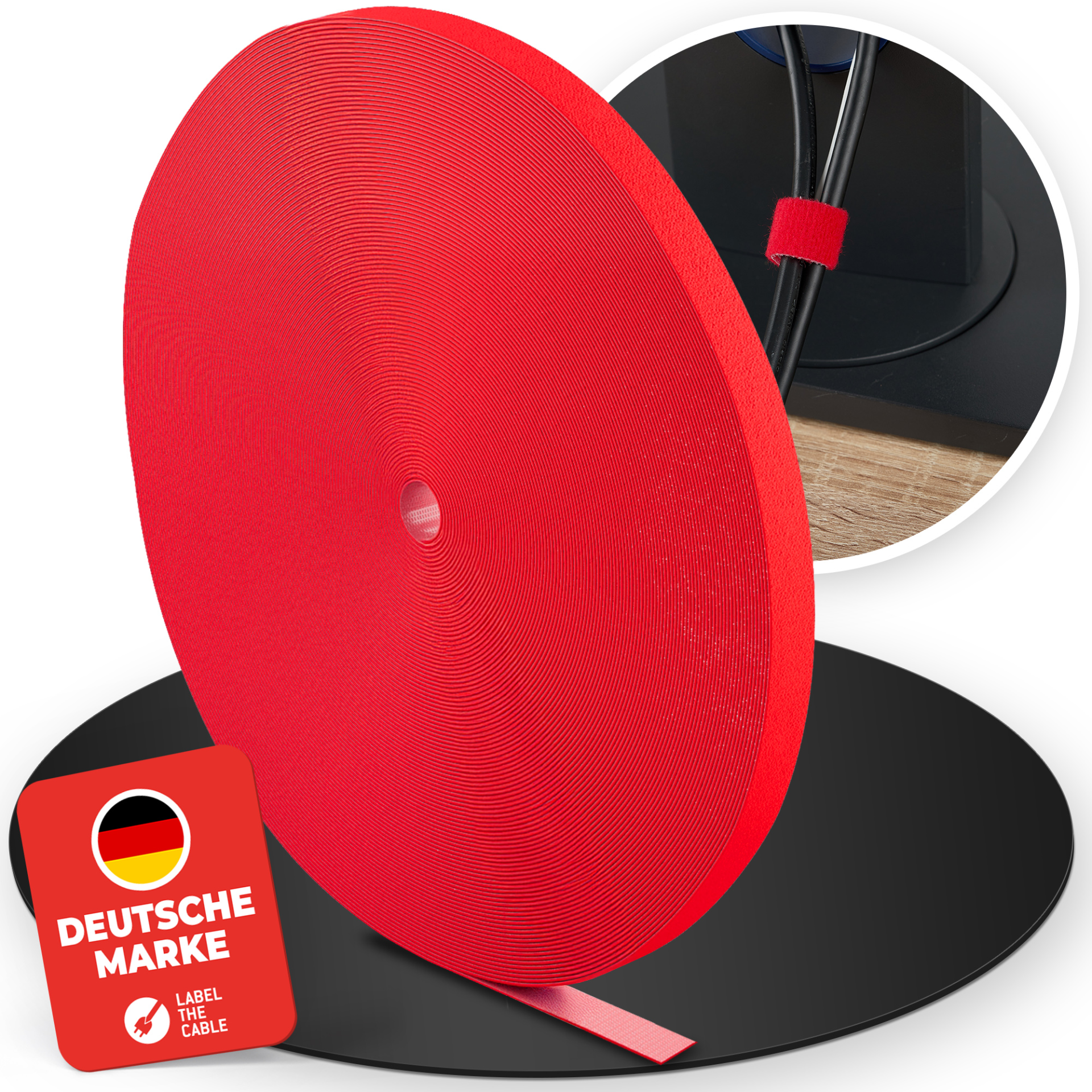 LTC ROLL STRAP, Doppelseitige Klettbandrolle,25m rot