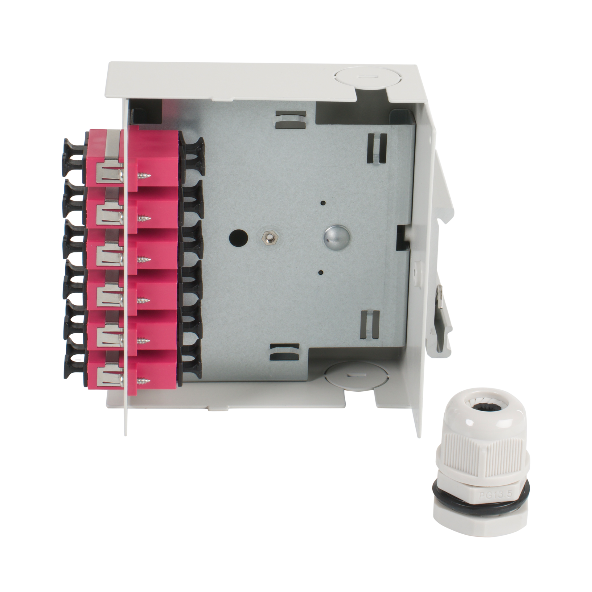 Hutschienenbox OM4 6xSC-Duplex Kupplung, ohne Pigtails