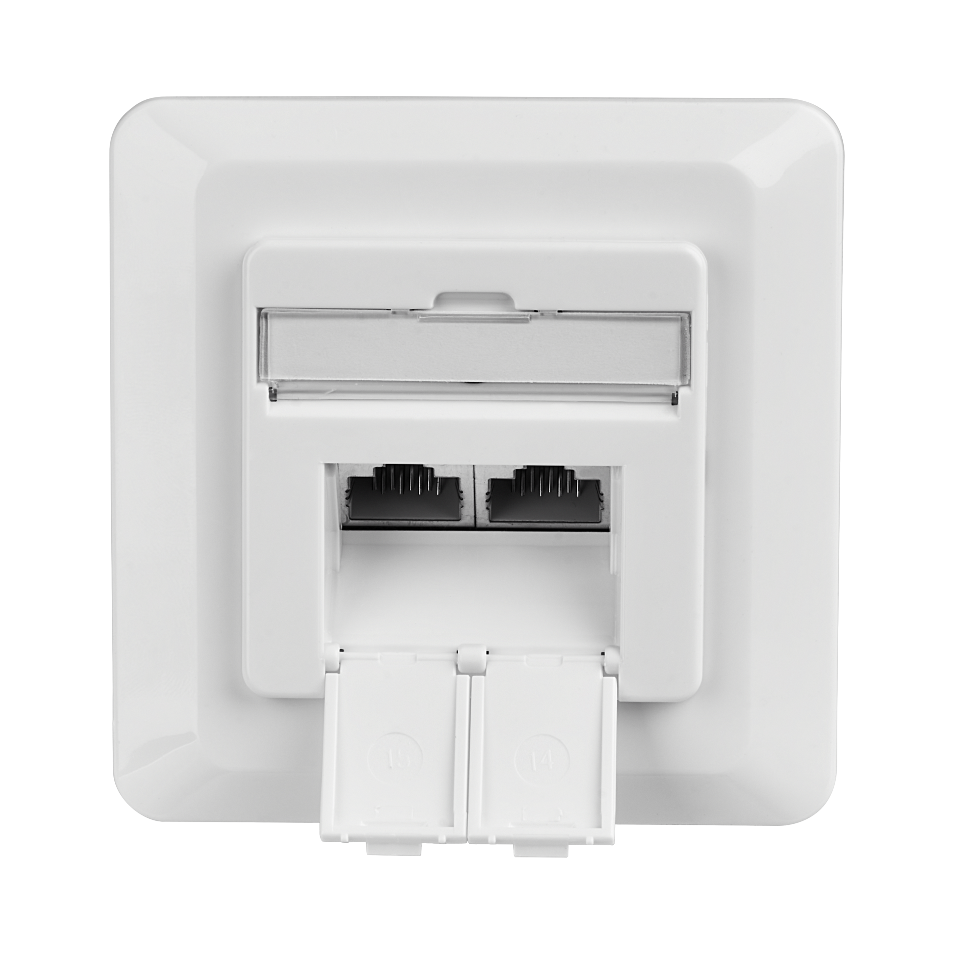 Datendose Cat.6 250MHz oben/unten, Unterputz, 2xRJ45, RAL9010