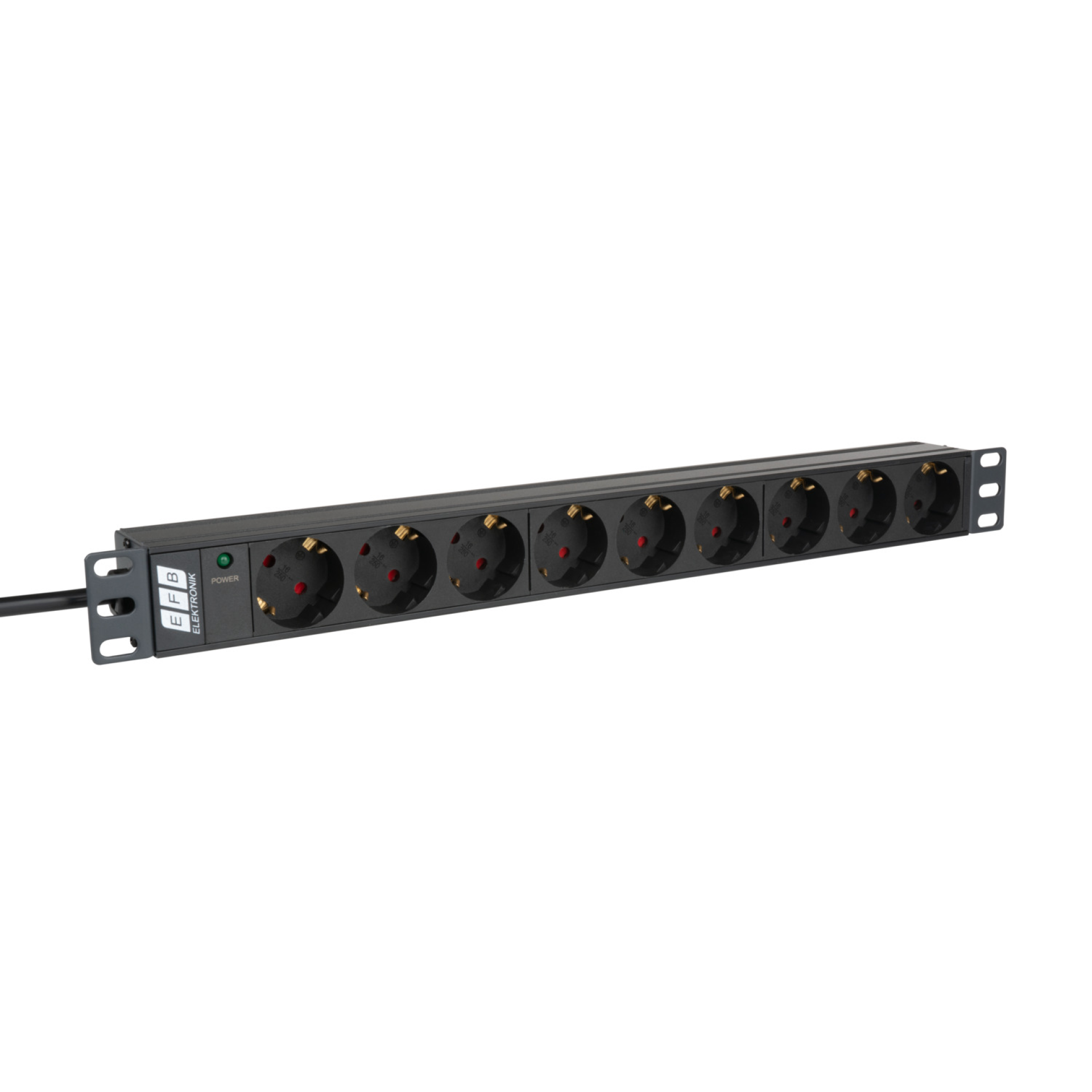 19“ 1HE Steckdosenleiste 9 x CEE 7/3 mit Power LED, im Aluprofil, schwarz