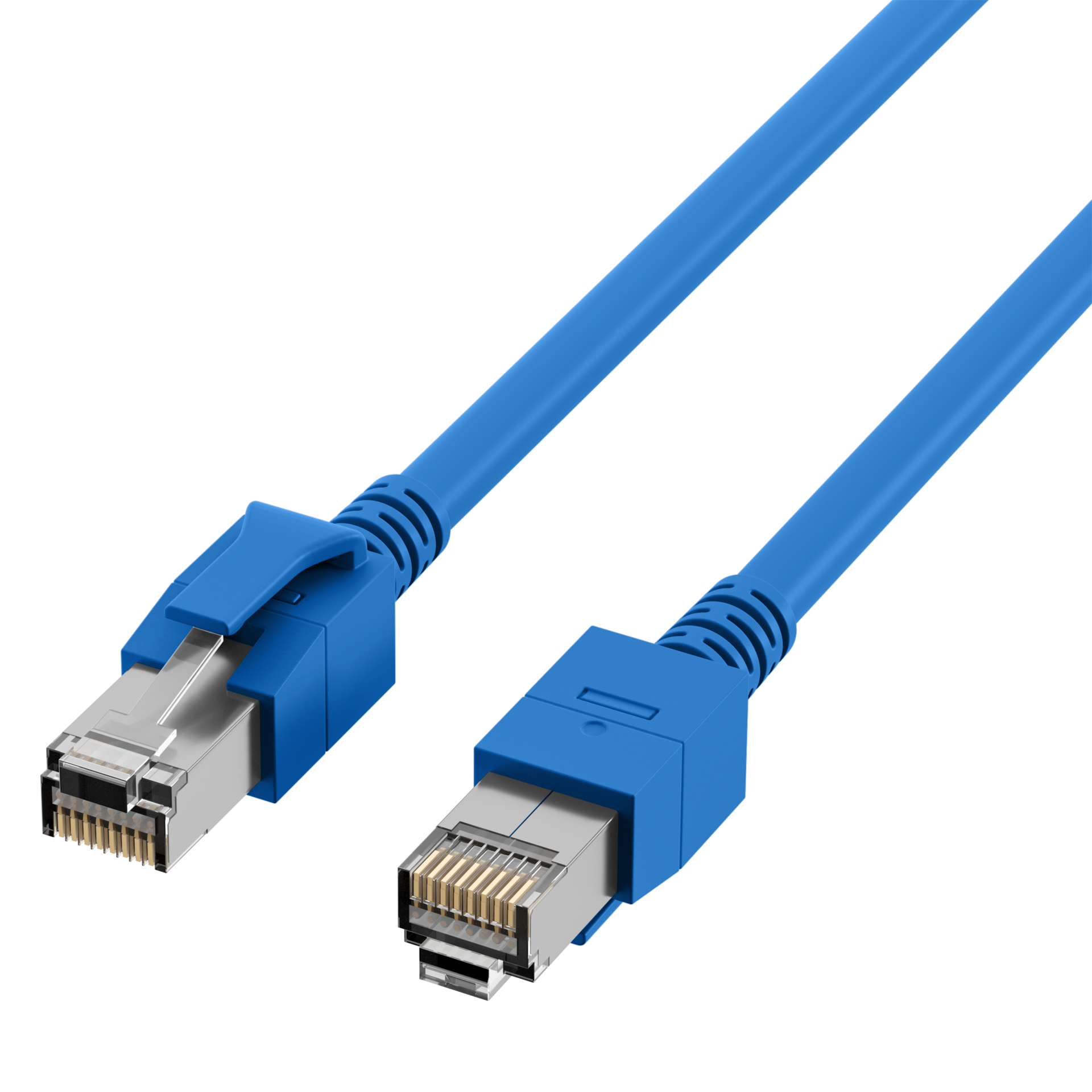 RJ45 Patch Cord Cat.6A S/FTP FRNC VC LED blau 1m