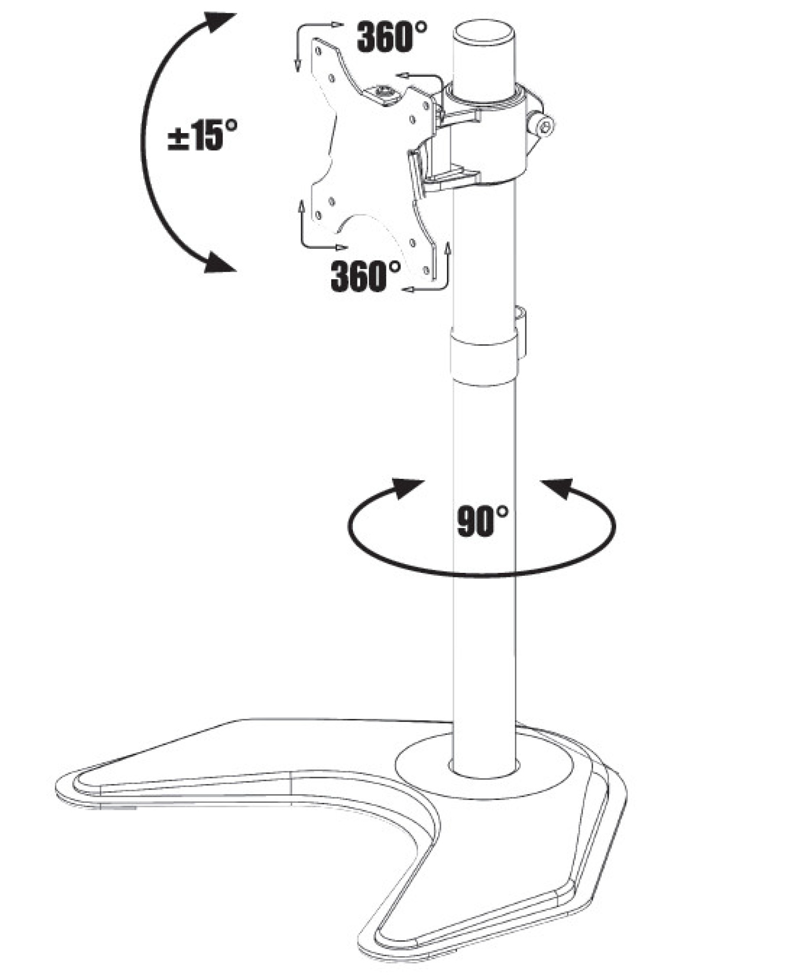 Desk stand for 1 LCD 13"-27", with base, height: 465 mm