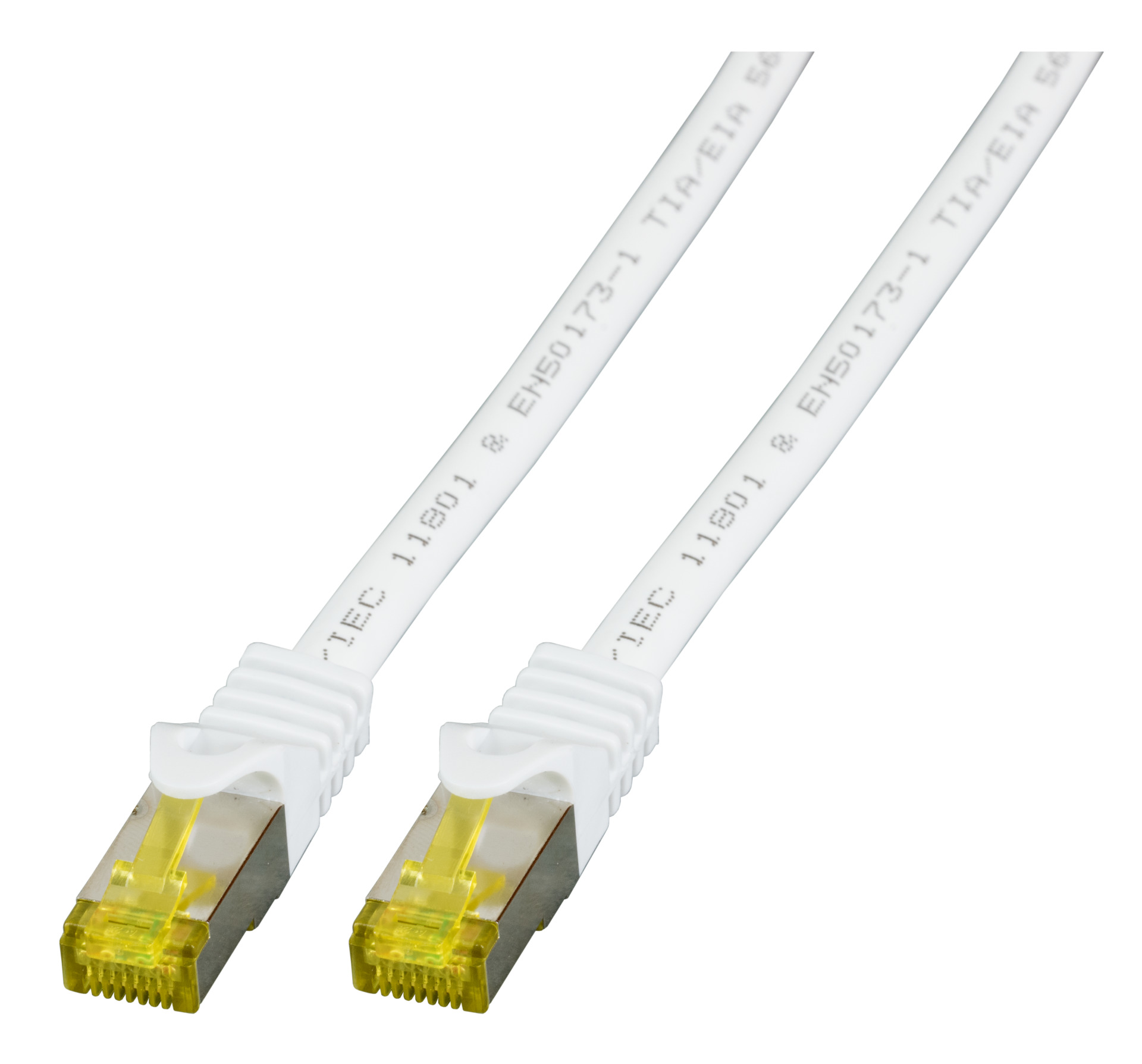RJ45 Patchkabel S/FTP, Cat.6A, LSZH, Cat.7 Rohkabel, 1m, weiß