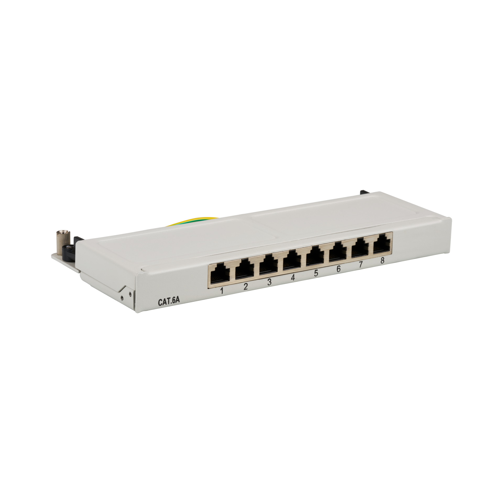 Mini-Patchpanel STP 8xRJ45 Cat.6A, 10“ 0,5HE, RAL7035 grau