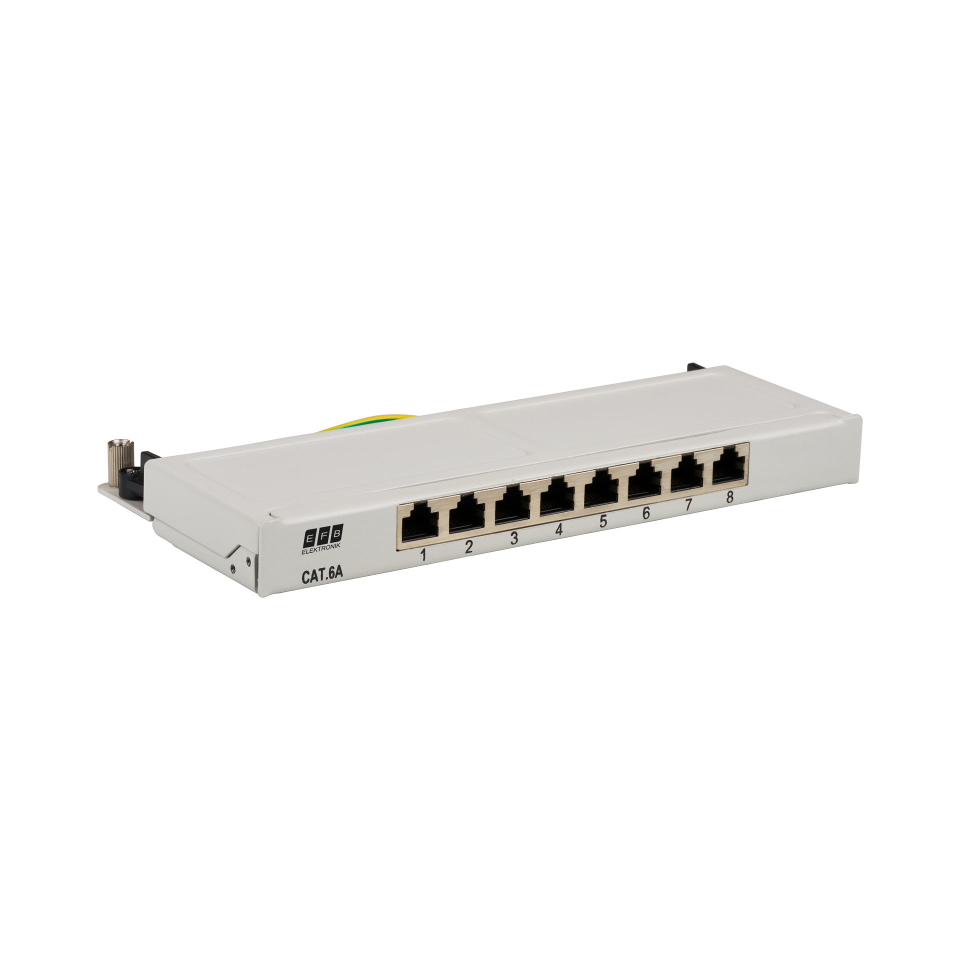 Mini-Patchpanel STP 8xRJ45 Cat.6A, 10“ 0,5U, RAL7035 grey