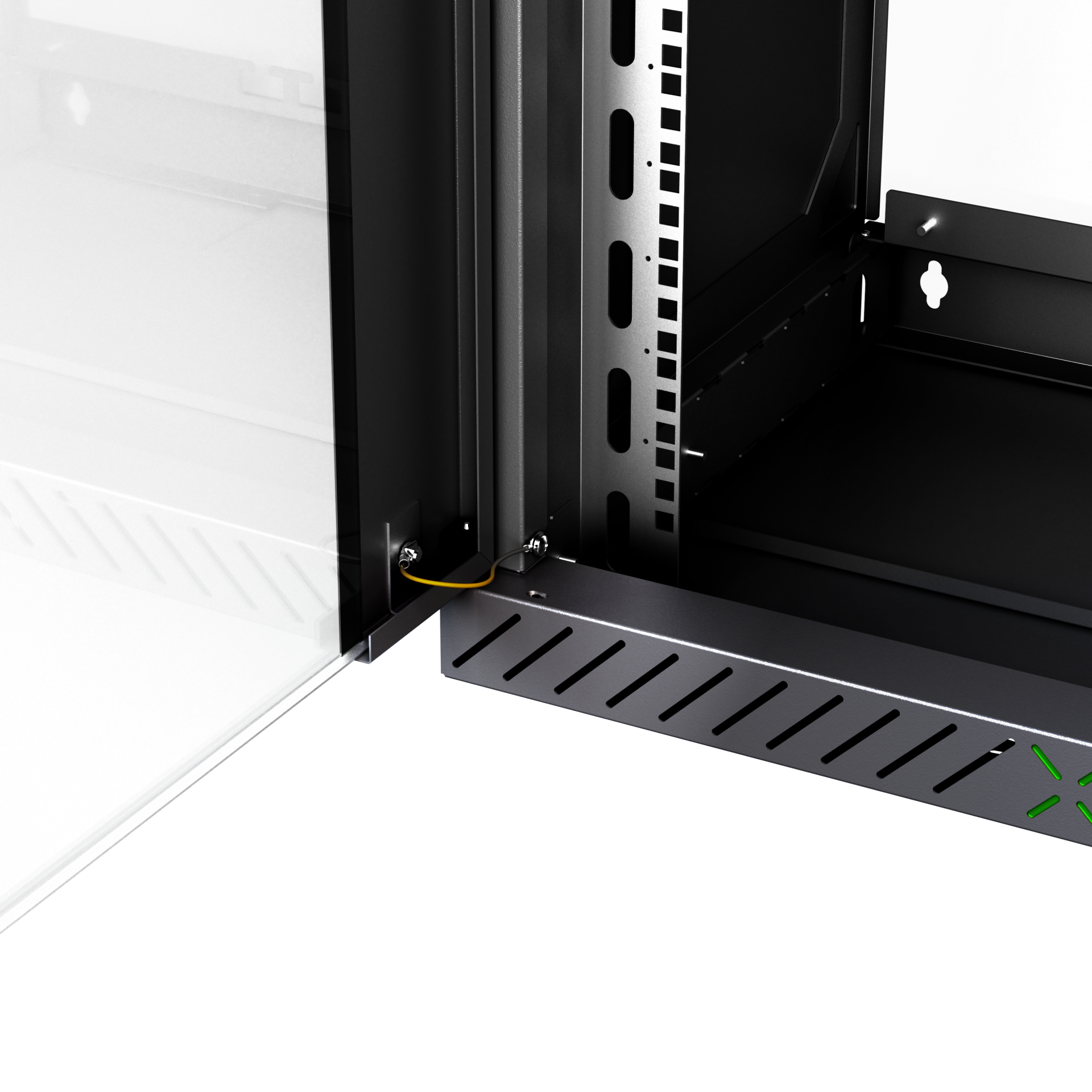 Wandgehäuse X-Rack mit Glastür 400-600mm 15HE schwarz RAL9005