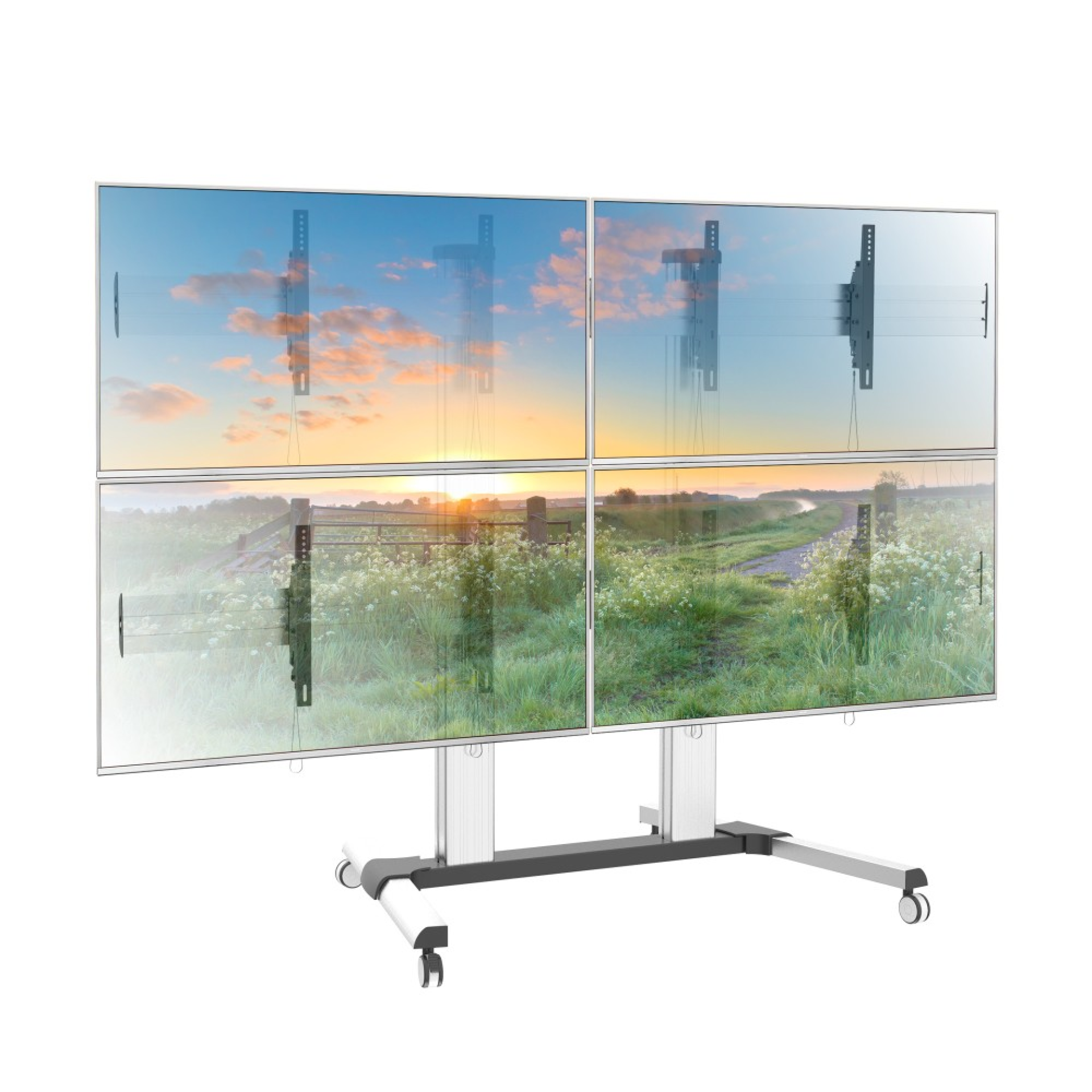 TV trolley for 4 x LCD/LED TVs, 32-52" for a video wall