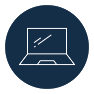 Icon eines Laptops auf dunkelblauem Hintergrund – Symbol für mobiles Arbeiten, IT-Zubehör und Notebook-Anwendungen Icon eines Laptops auf dunkelblauem Hintergrund – Symbol für mobiles Arbeiten, IT-Zubehör und Notebook-Anwendungen