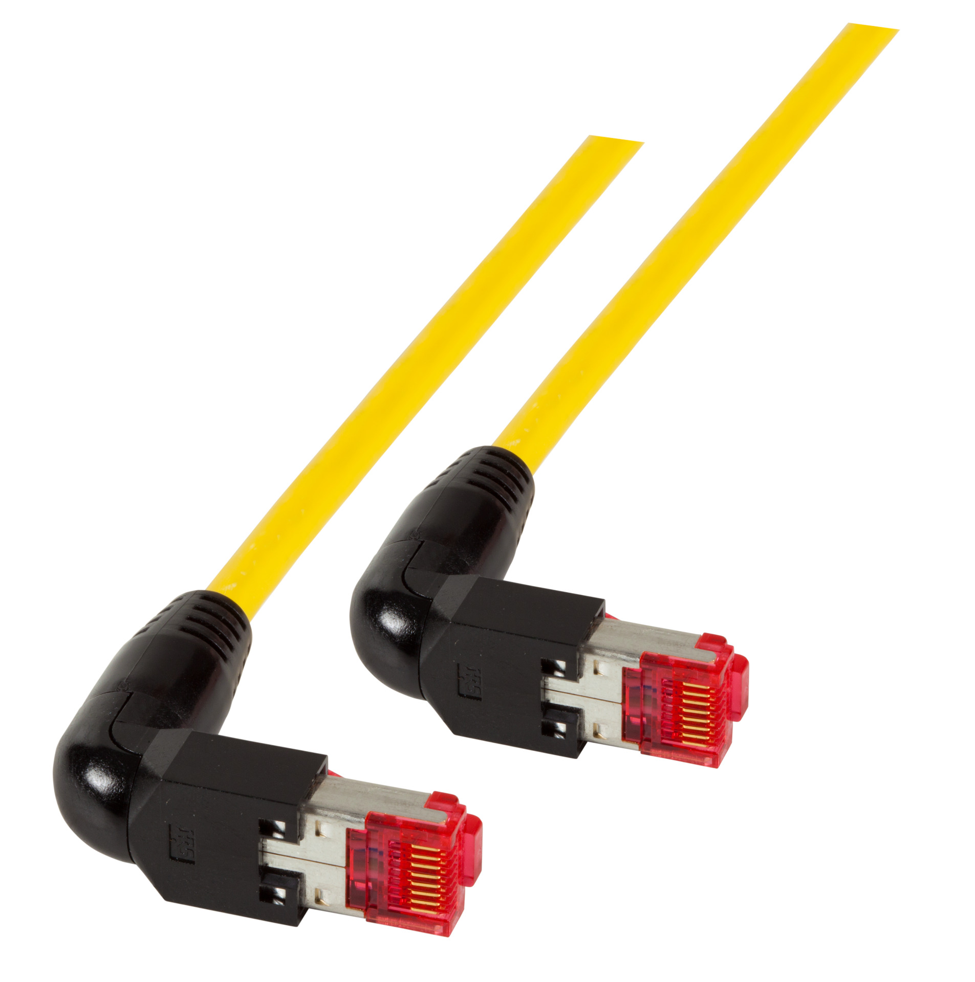 RJ45 Patchkabel S/FTP, Cat.6A, 2x TM21 90°, UC900, 1m, gelb