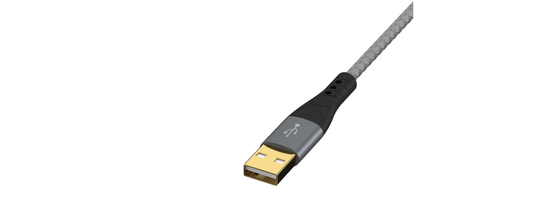 USB-A Kabel von EFB-Elektronik mit vergoldetem Stecker und robustem Textilmantel für zuverlässige Datenübertragung