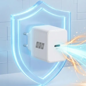 EFB-Elektronik USB-C Schnellladegerät mit Schutzschild als Symbol für sicheres und zuverlässiges Schnellladen moderner Geräte