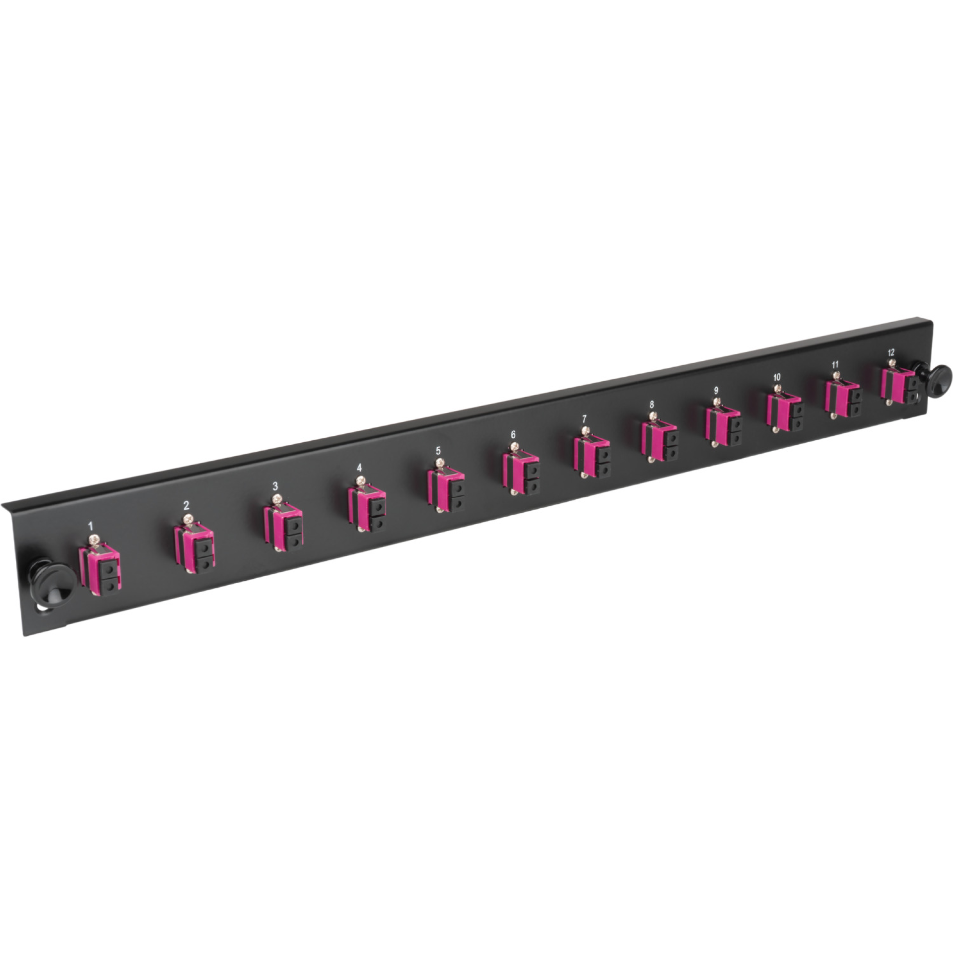 Bestückte Frontblende mit 12 x LC Duplex Kupplung OS2, schwarz