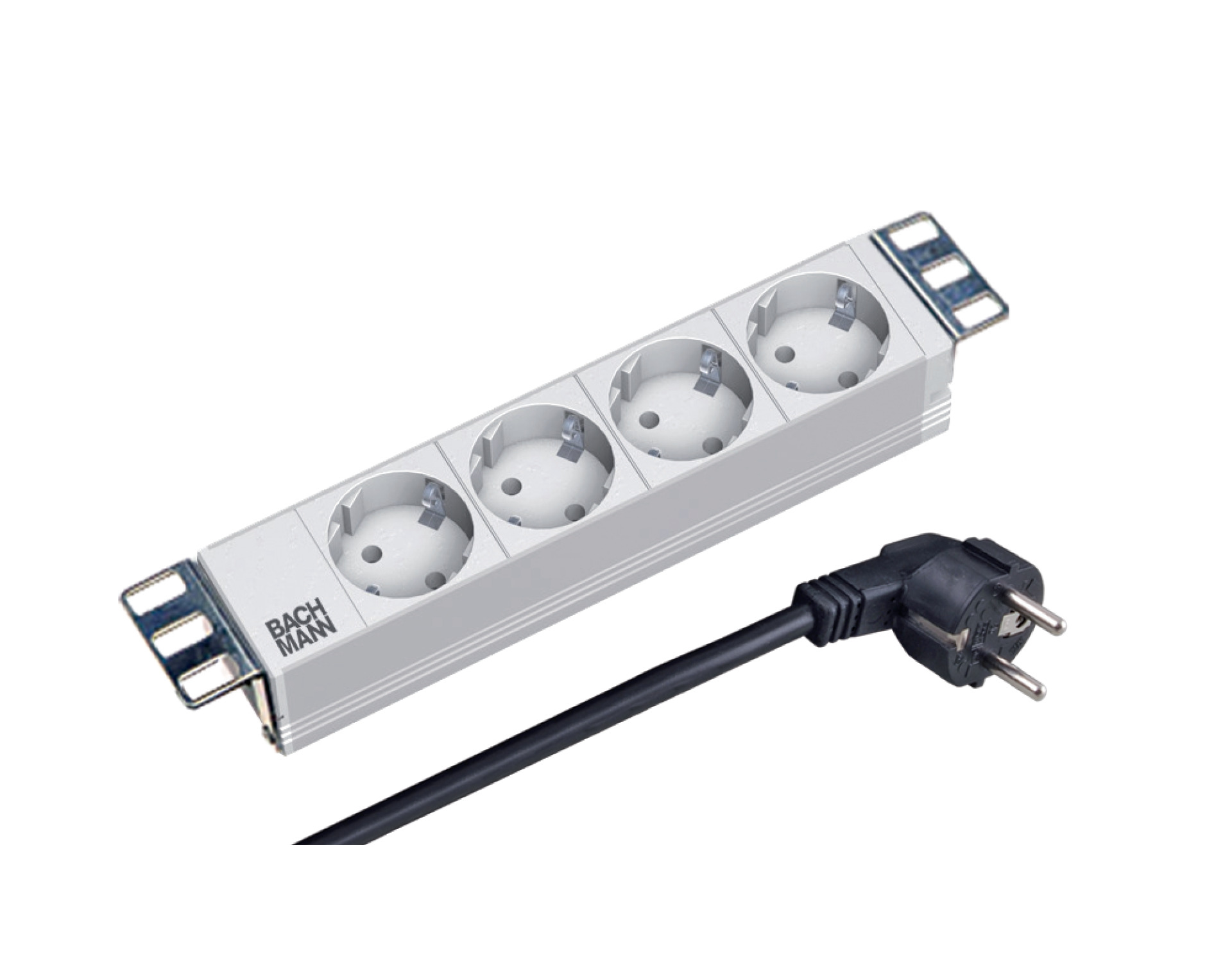 10" 1U Socket Strip 4-Way, w/o Switch, RAL7035