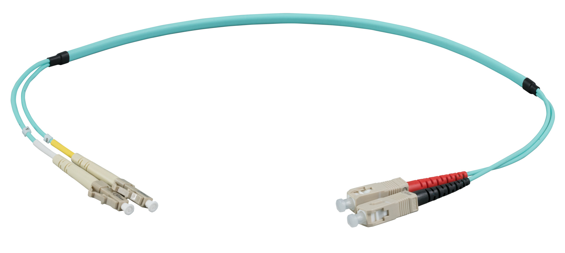 INFRALAN® Duplex Patchkabel Flat-Twin LC-SC OM3 10m LSZH 3x5mm aqua