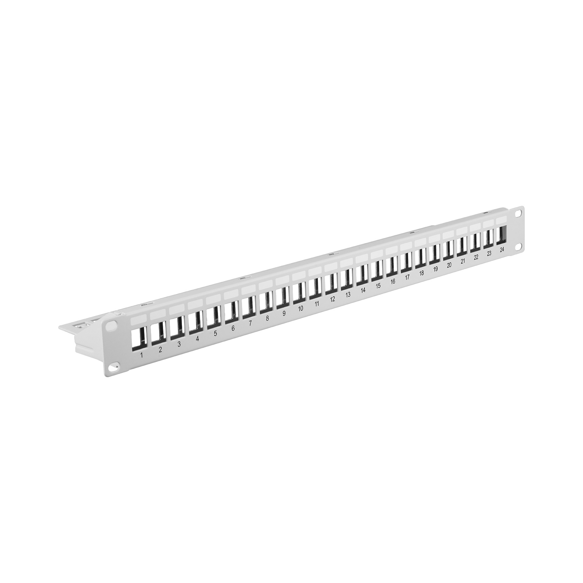 Verteilerfeld 19" 1HE, 24-Port, grau,RAL7035