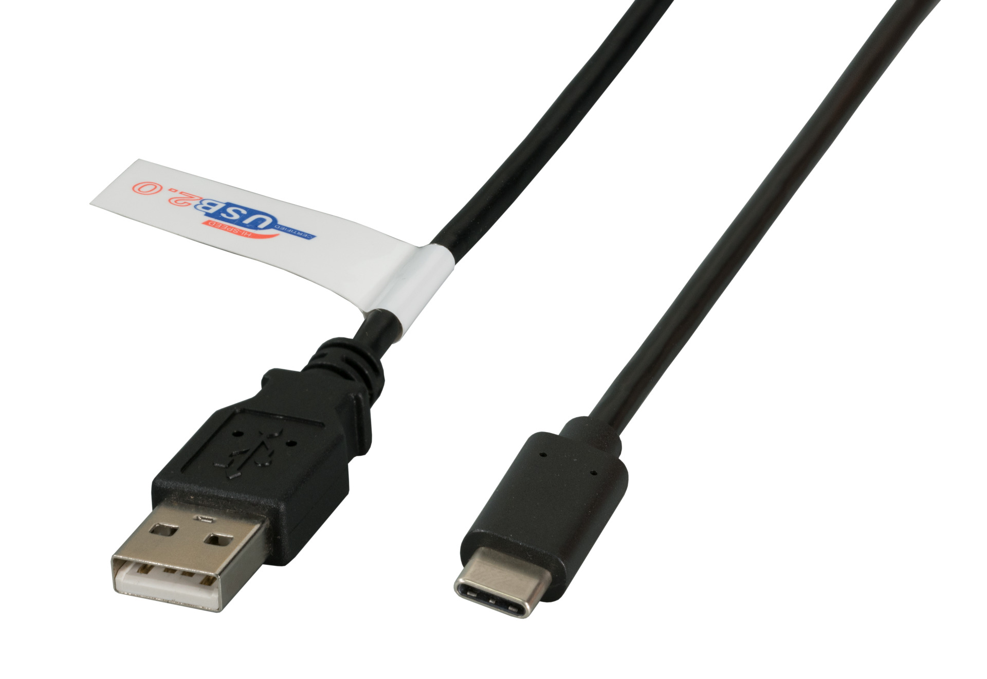 USB2.0 Anschlusskabel A-C St.-St., 0,5m, schwarz, Premium 