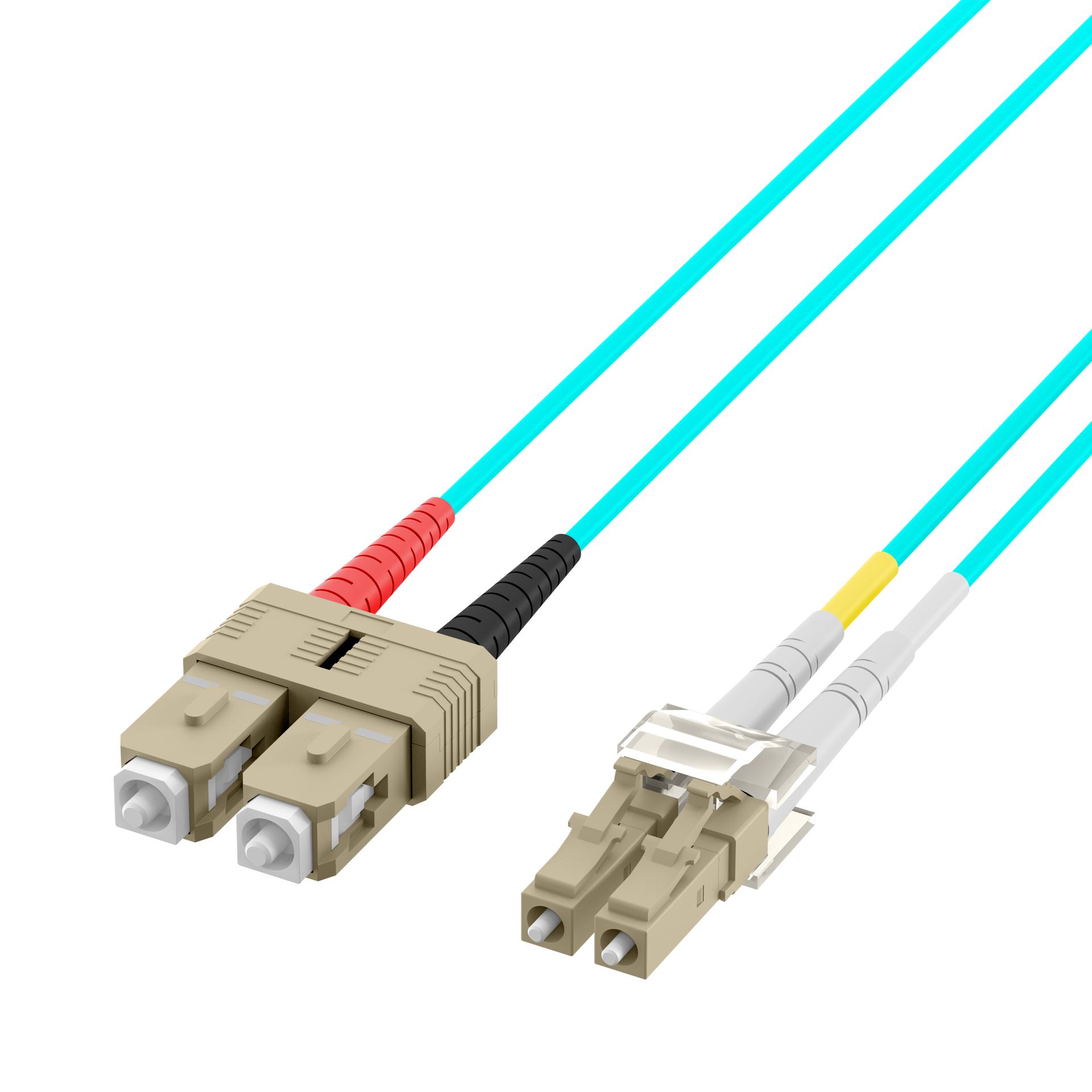 Duplex Patchkabel Flat-Twin LC-SC OM3 45m LSZH 3x5mm aqua