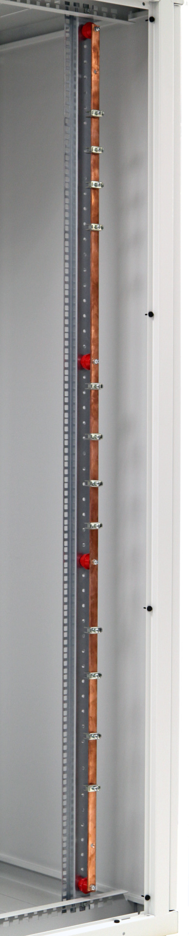 Erdungsschiene für Schränke 42HE, vertikal, inkl. 12 x Sammelklemme