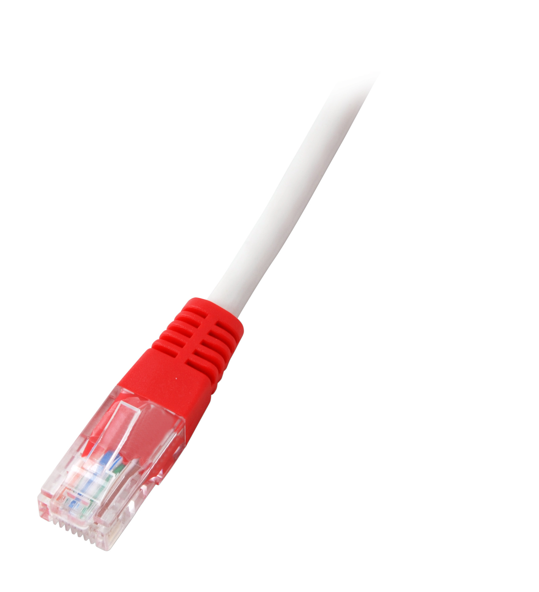 RJ45 Crossover Patchkabel U/UTP, Cat.5e, PVC, CCA, 0.5m, grau (rote Tülle)