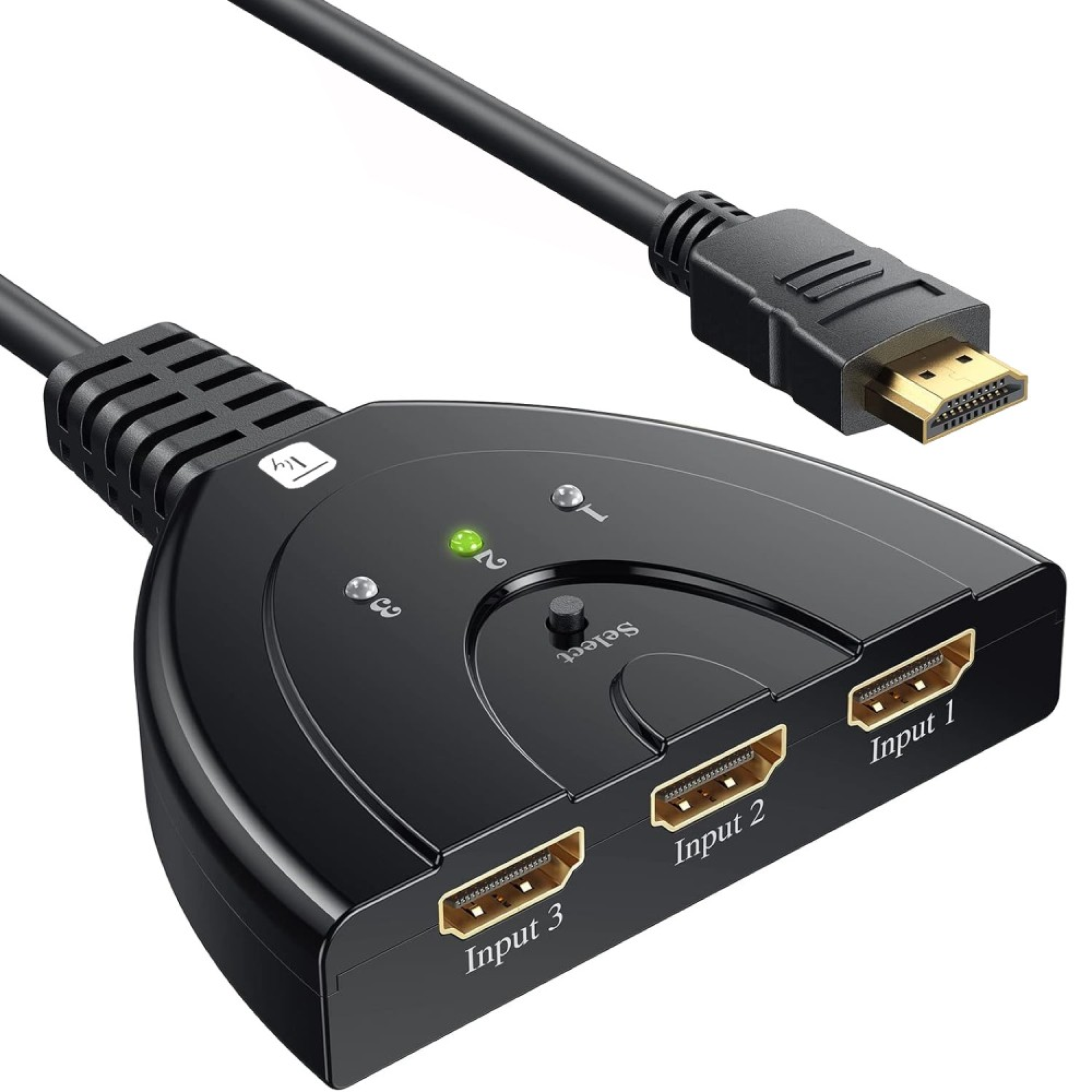 Kompakter 3-port HDMI Switch, 8K@60Hz, 0,50m, schwarz, 3xIN/1xAUT