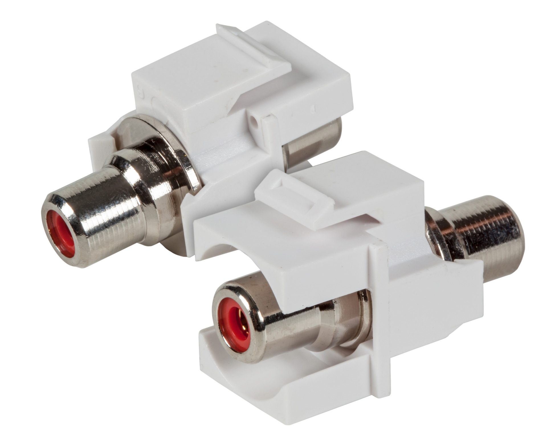 Keystone Einbauadapter Cinch weiß, roter Ring