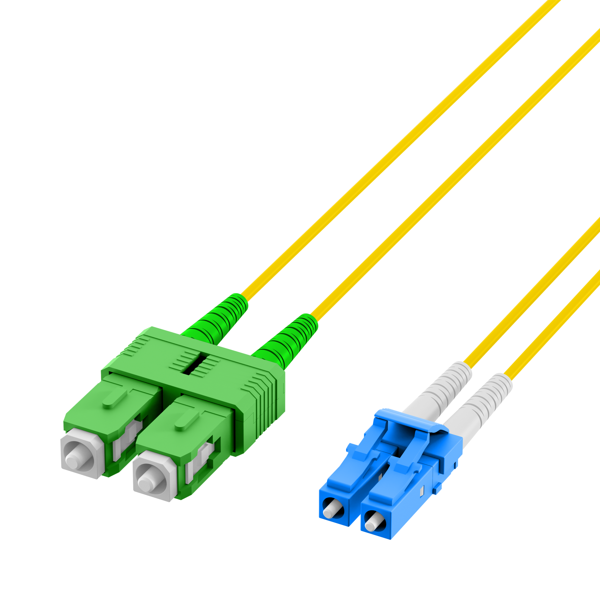 Duplex Patchkabel LC-SC/APC OS2 G652D 50m LSZH 2mm gelb