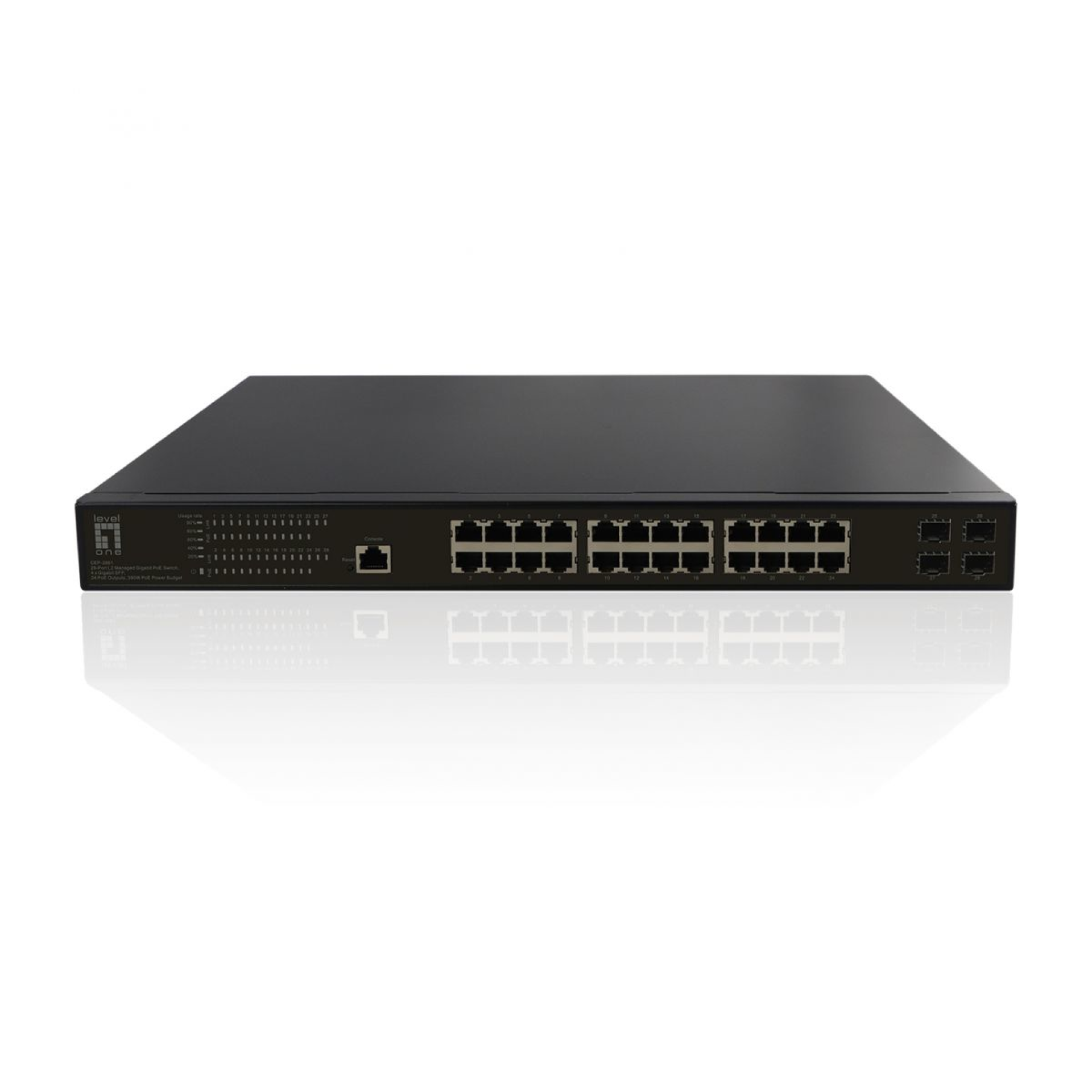 28-Port L2 Managed Gigabit-PoE-Switch,4x Gigabit SFP 24x PoE-Ports