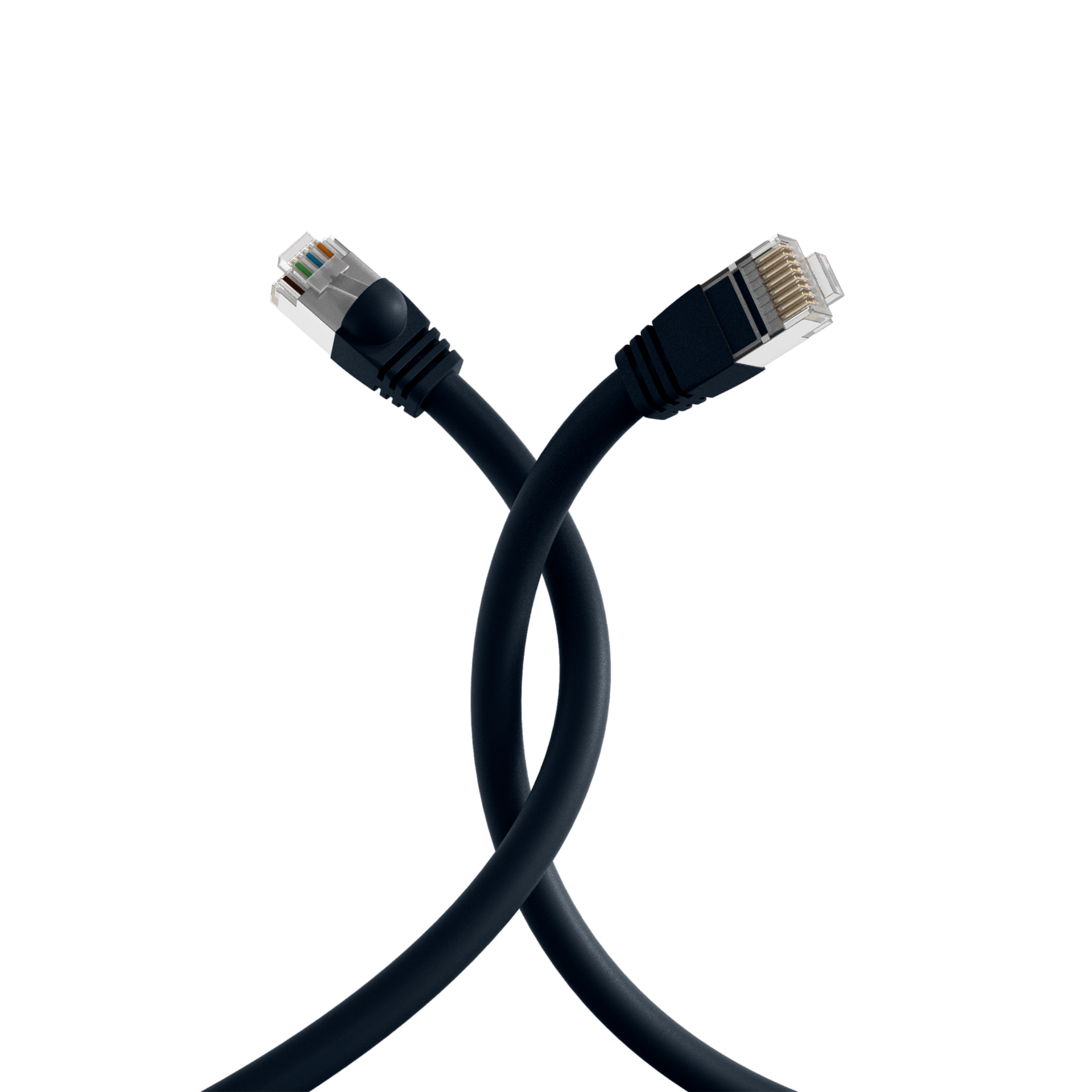 RJ45 Patch cable S/FTP, Cat.6, PVC, short boot, UL, 10m, black