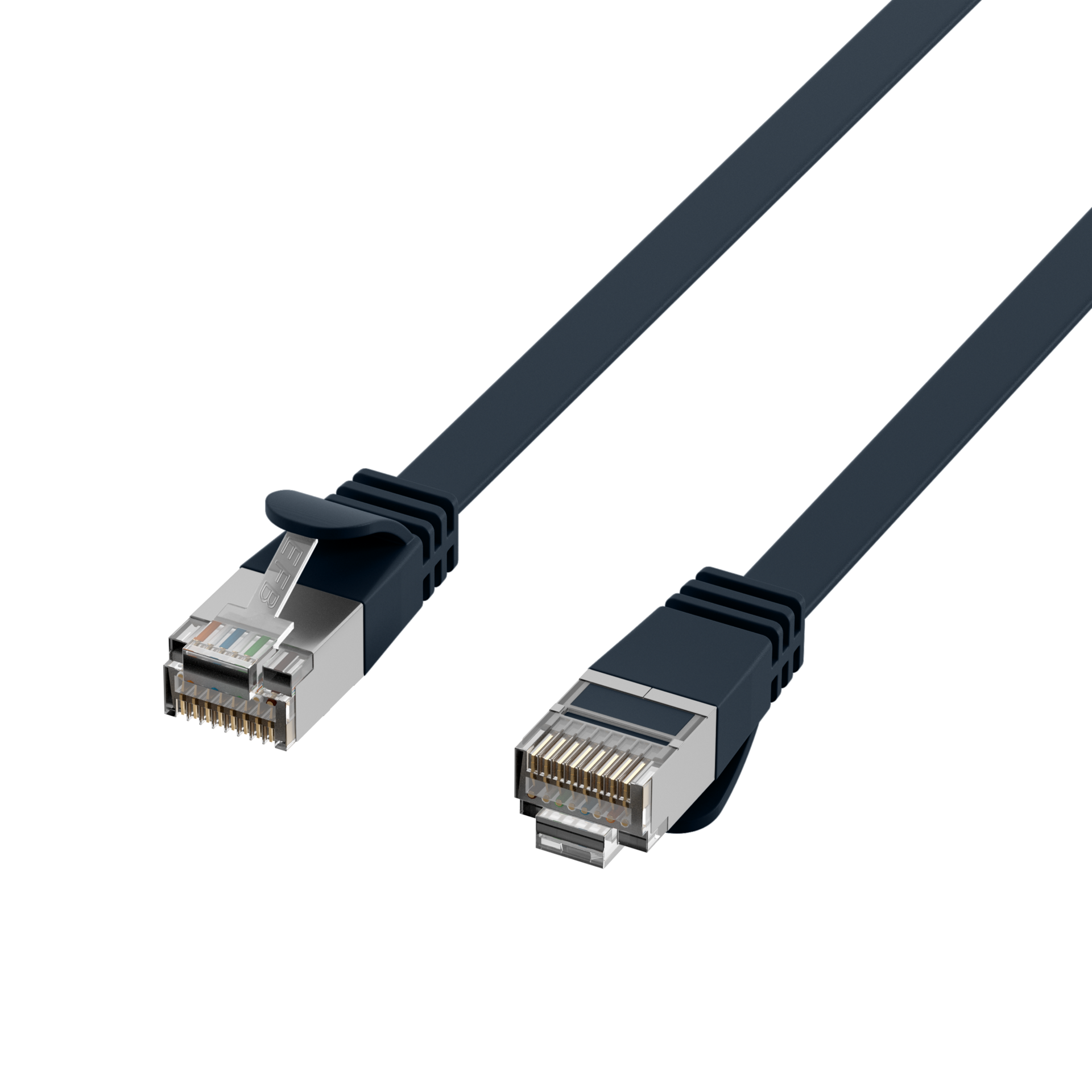 RJ45 Flat Patch Cord Cat.6A U/FTP PVC black 2m