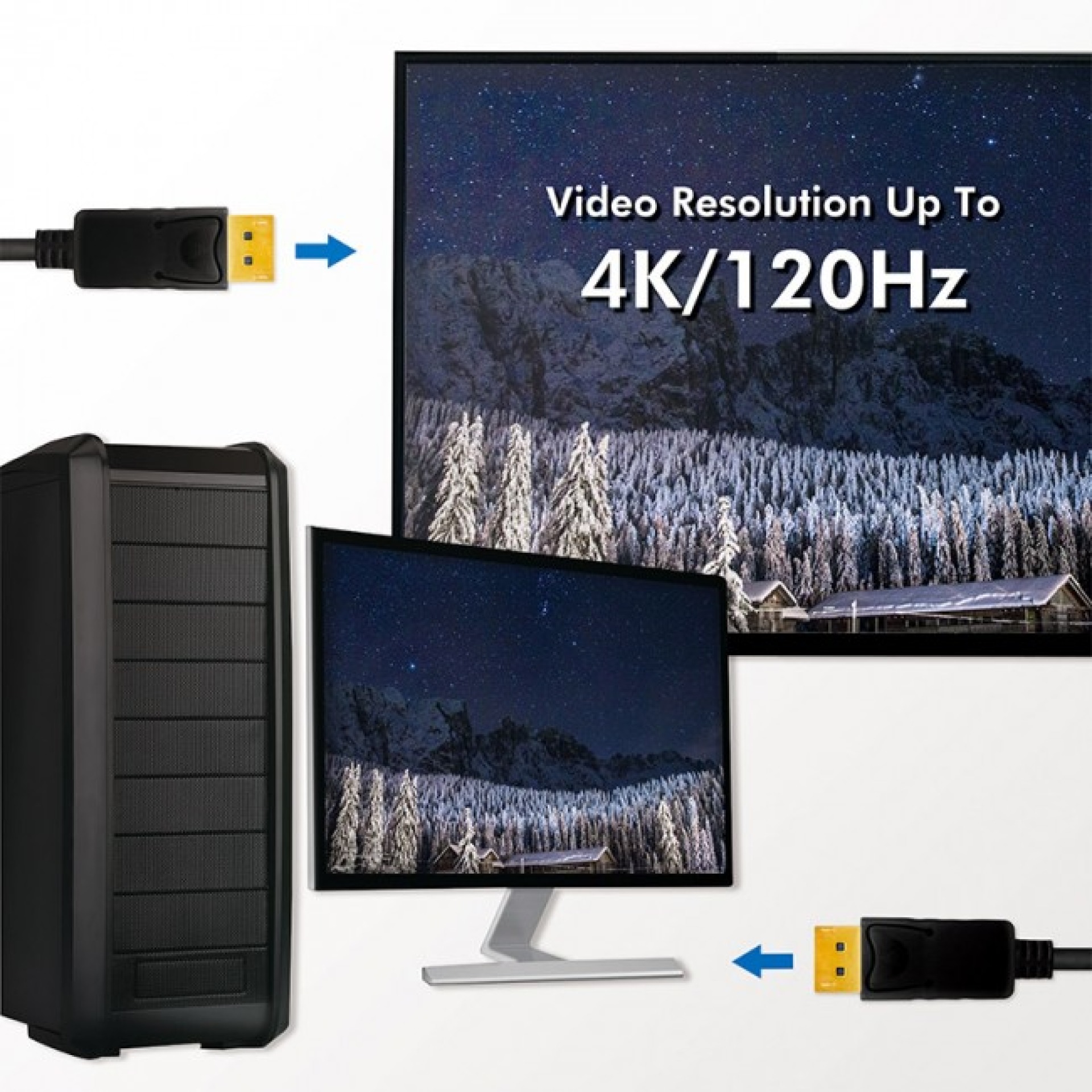DisplayPort 1.4 Cable, M/M, 2m, black