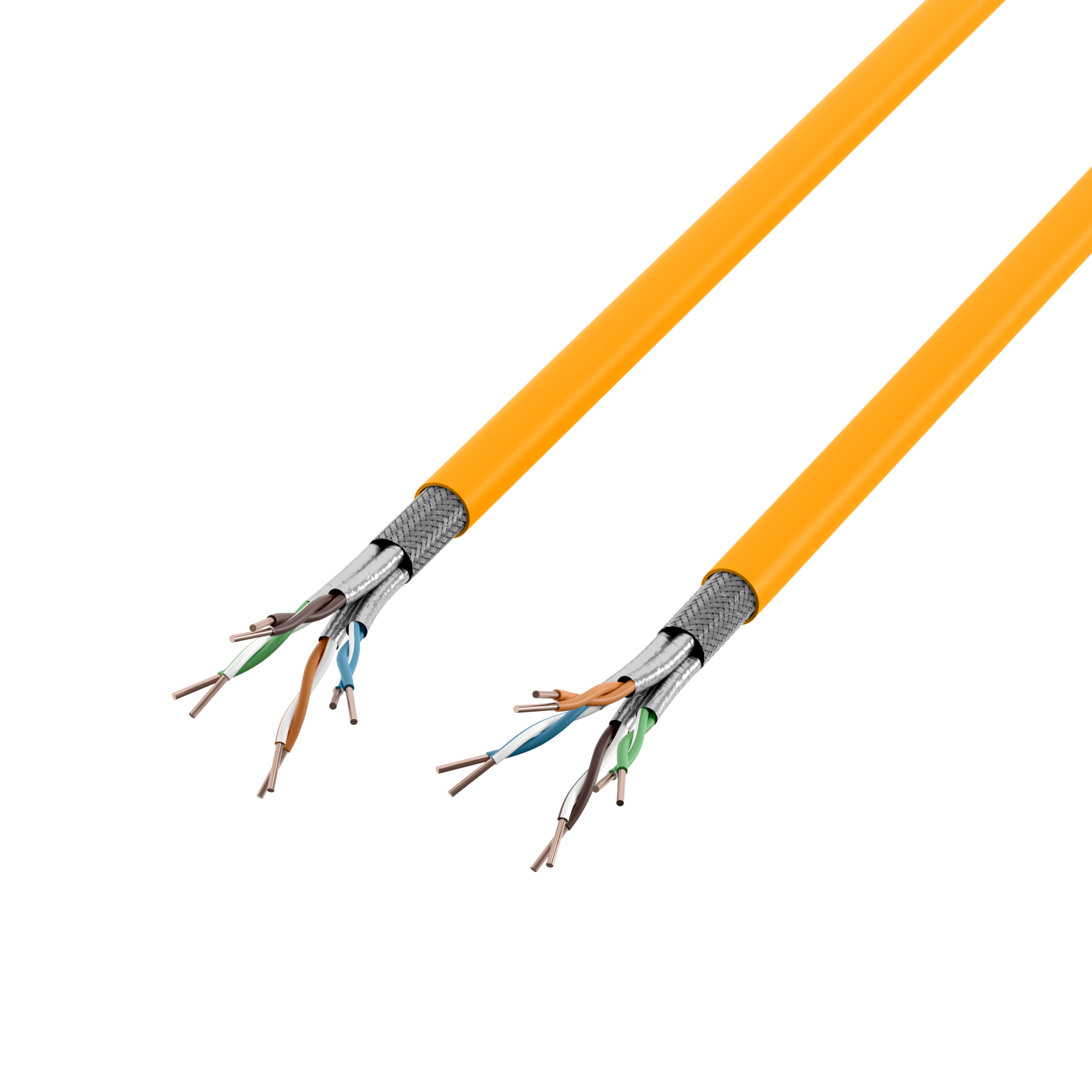 INFRALAN Cat.7A 1500 AWG22 S/FTP 2x4P CPR Cca melon yellow RAL1028, 500m