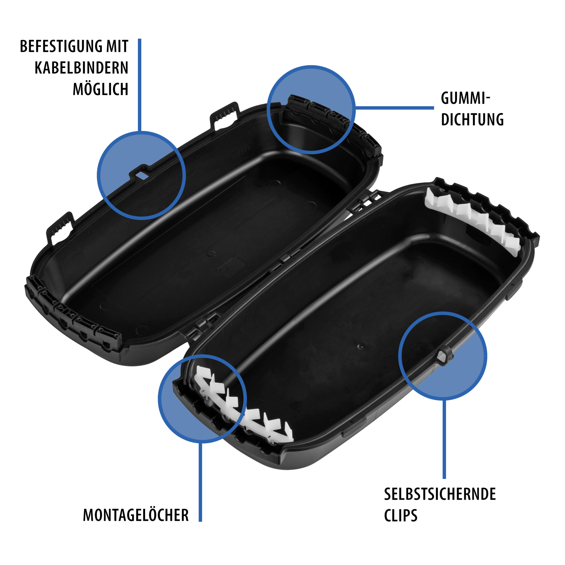 Outdoor-Box IP54 klappbar schwarz aus recyceltem Kunststoff abschließbar