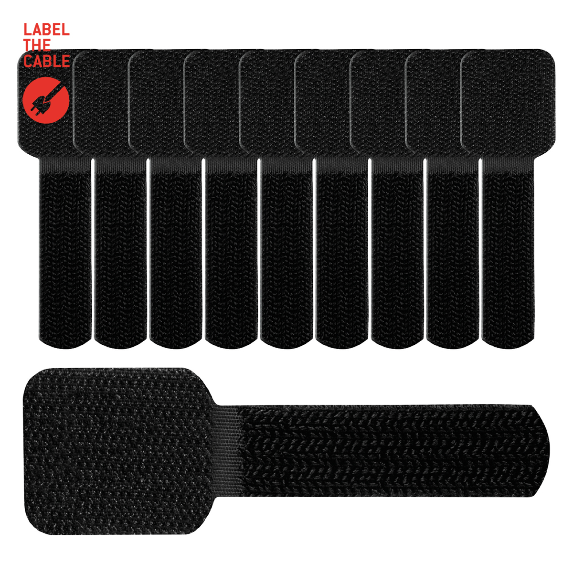 LTC WALL STRAPS Selbstklebende Klettkabelhalter 10 Stück Set schwarz