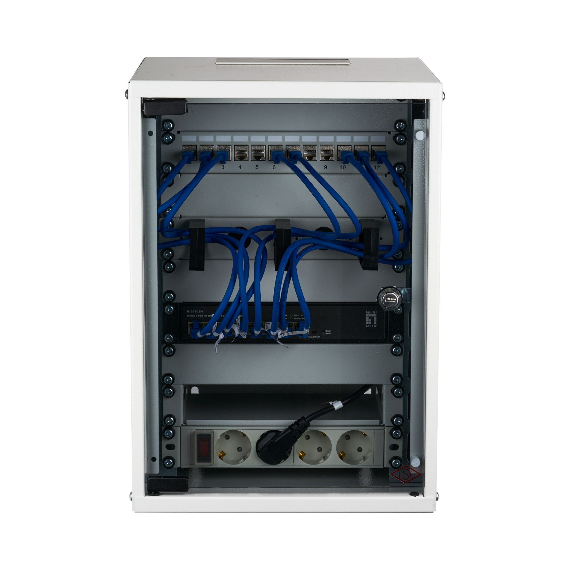 Set 10“ 9U wall housing grey RAL7035 including accessories for self-assembly