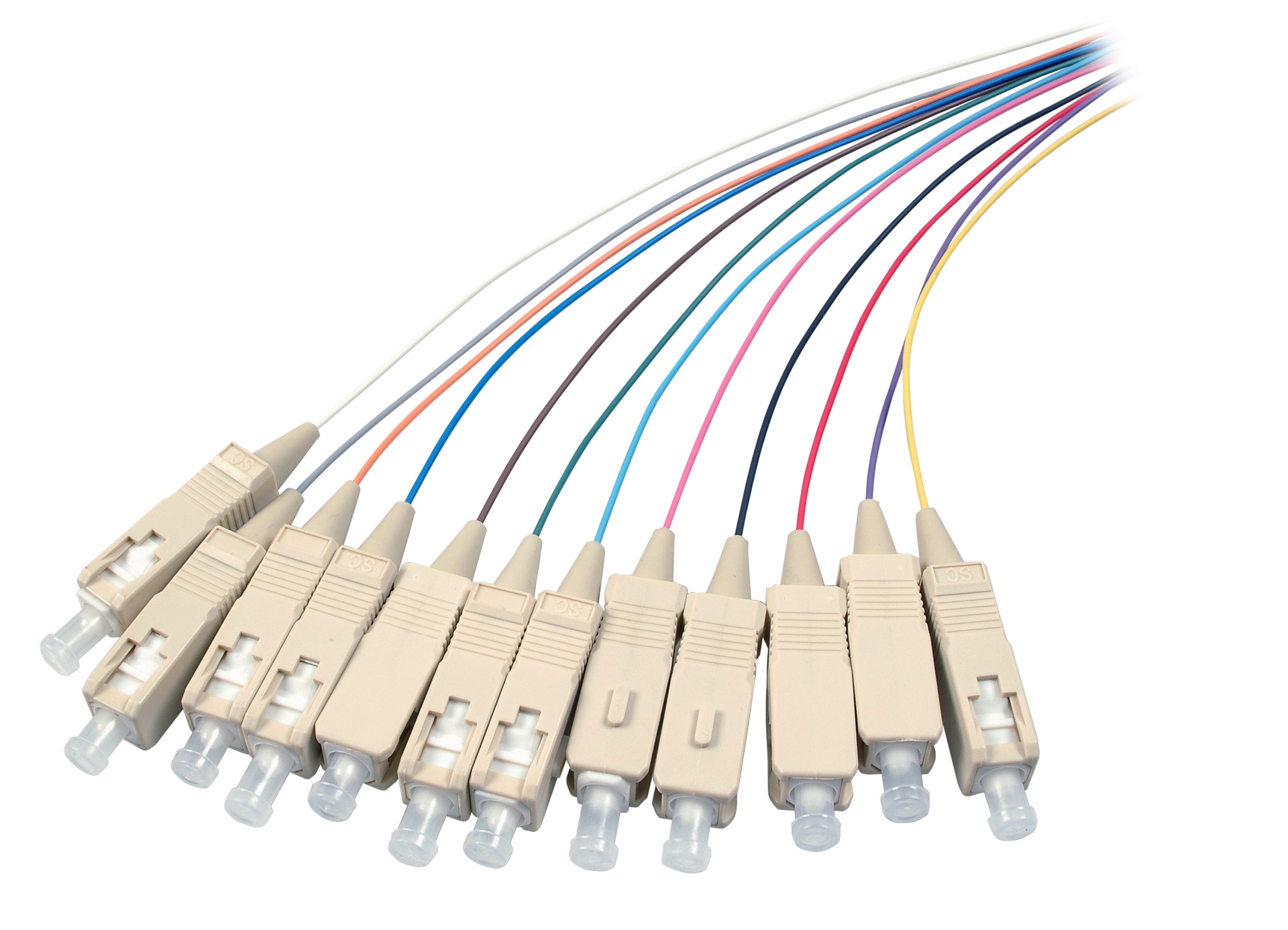 INFRALAN® Faserpigtail SC 50/125µ OM4 12-farbiger Satz, 2m