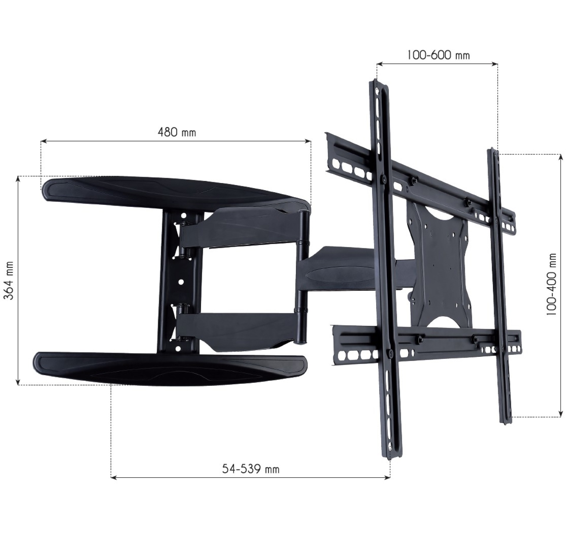 Wandhalterung für LCD TV LED 40"-65" FullMotion, schwarz