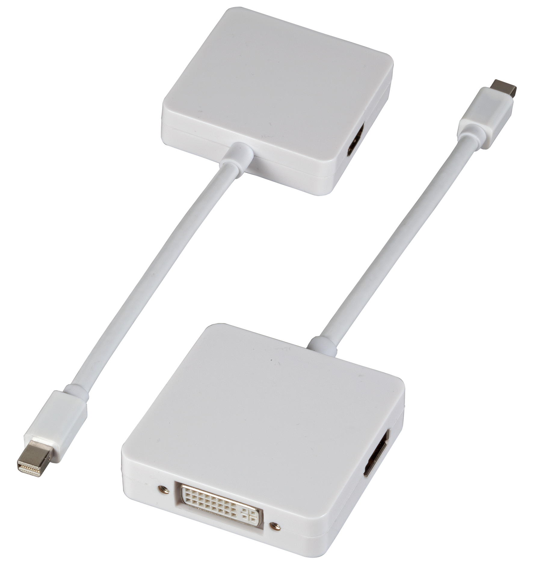 Mini DisplayPort 3-fach Adapter, MiniDP - HDMI+DVI+Displayport Adapter, weiß