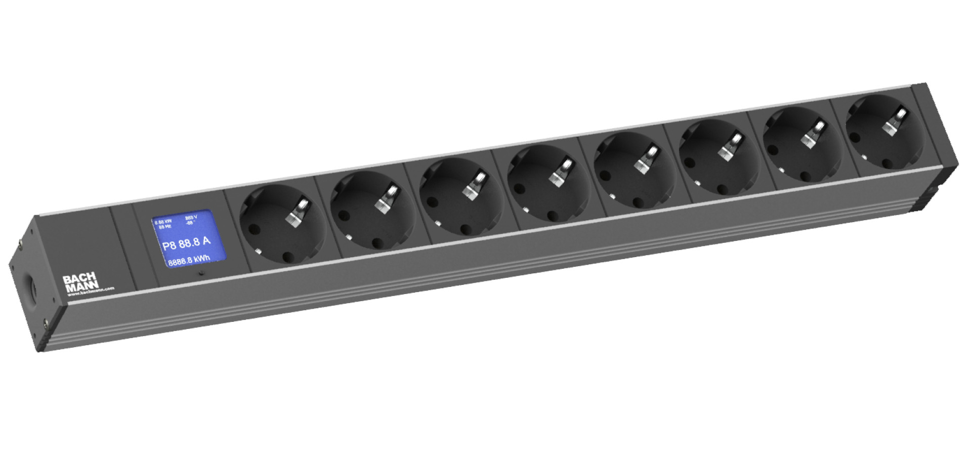 PDU 19" 1HE BN500 8 x Schutzkontakt mit Leistungsmessung (Display)